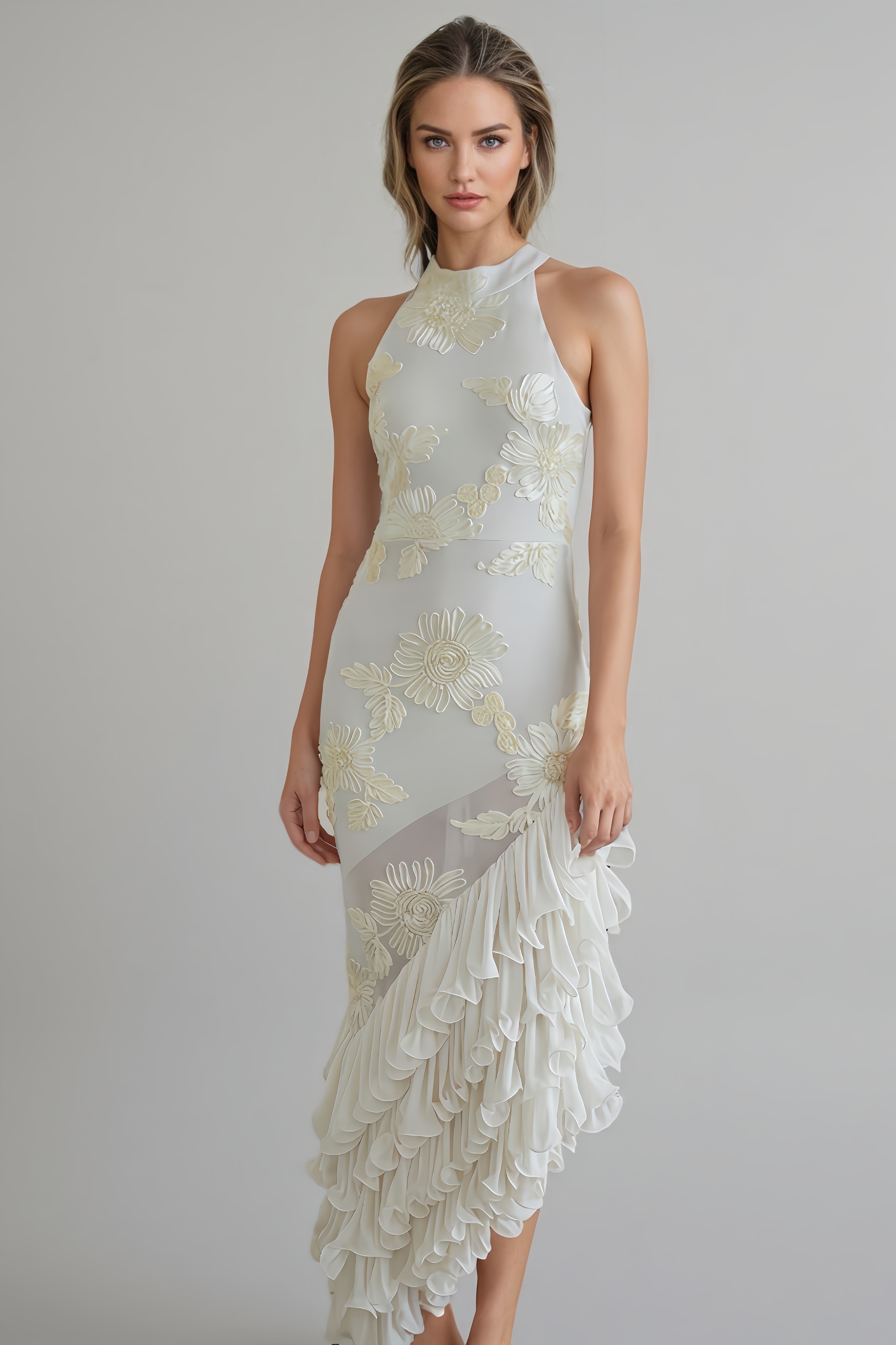 Miri Ruffled Floral Midi Dress