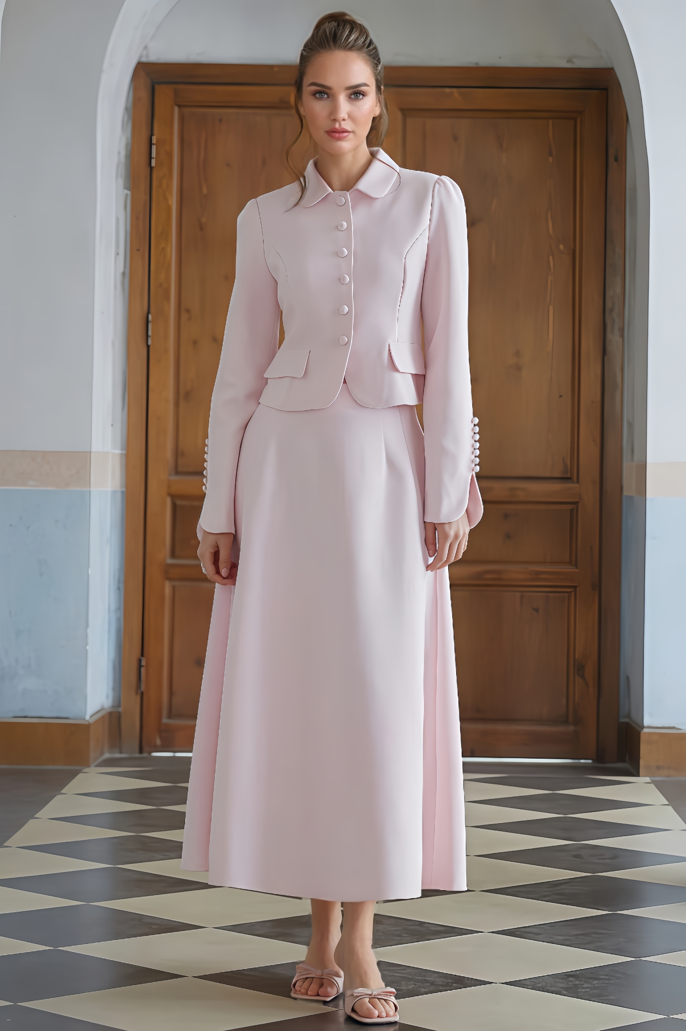 Zatte Collar Jacket & Skirt Set