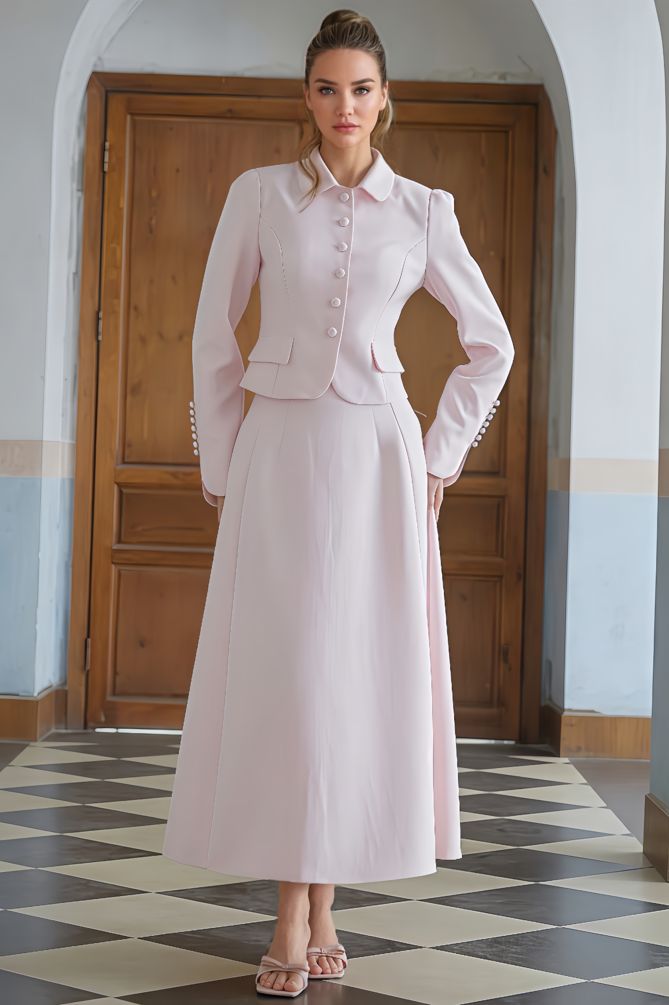 Zatte Collar Jacket & Skirt Set