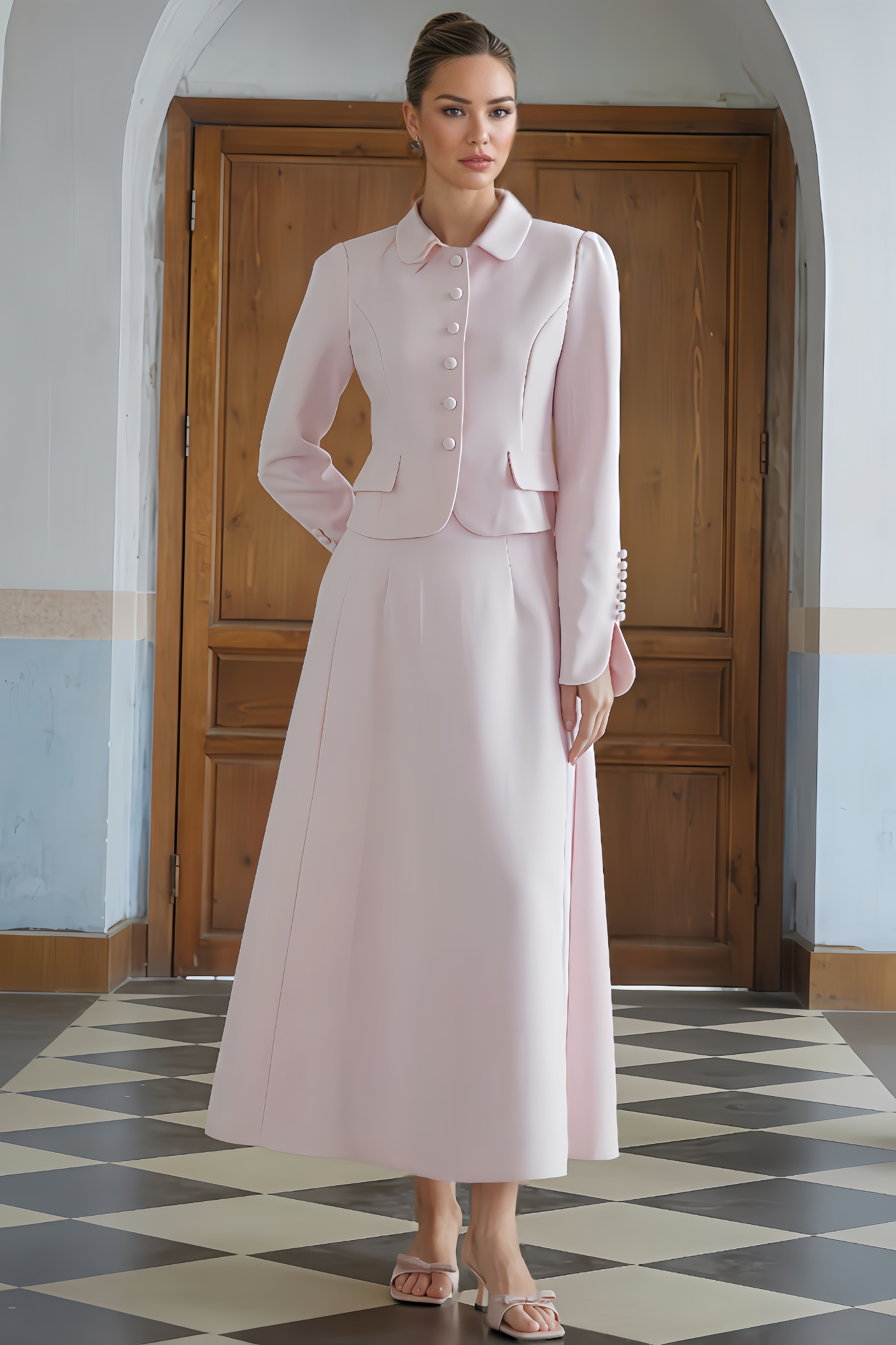 Zatte Collar Jacket & Skirt Set