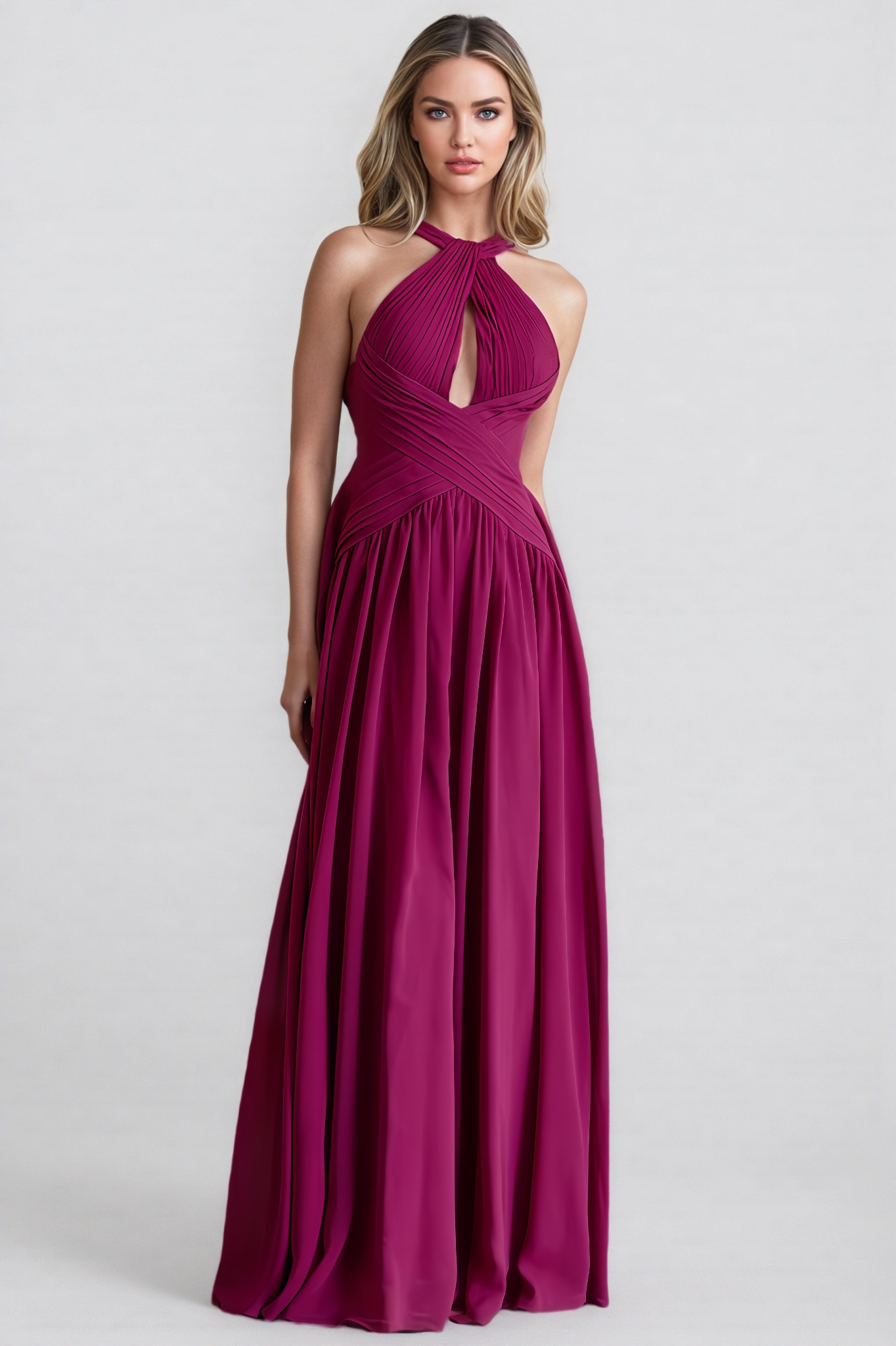Zoey Cross-Over Pleated Maxi Dress
