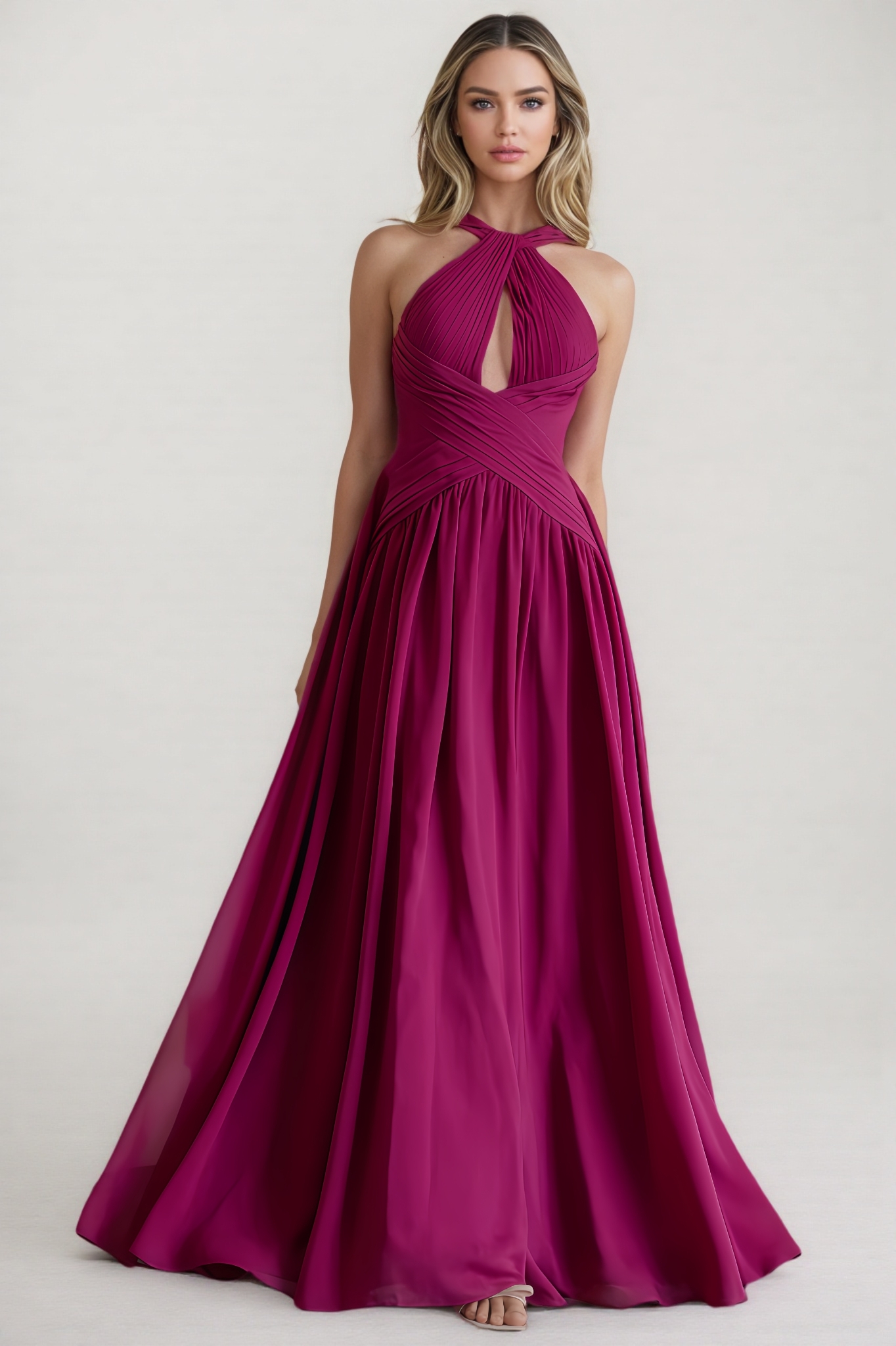 Zoey Cross-Over Pleated Maxi Dress