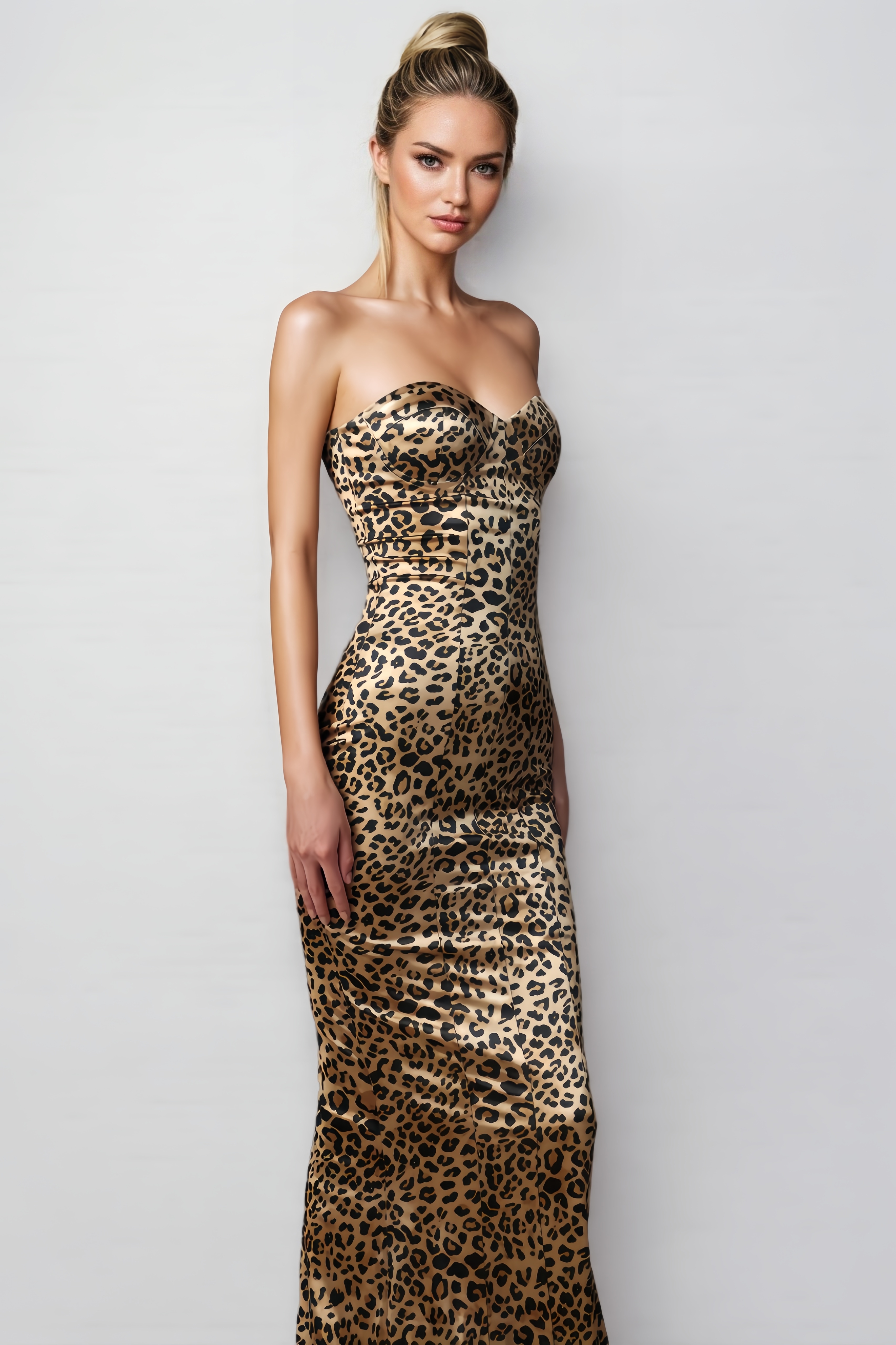 Sonny Strapless Leopard Maxi Dress