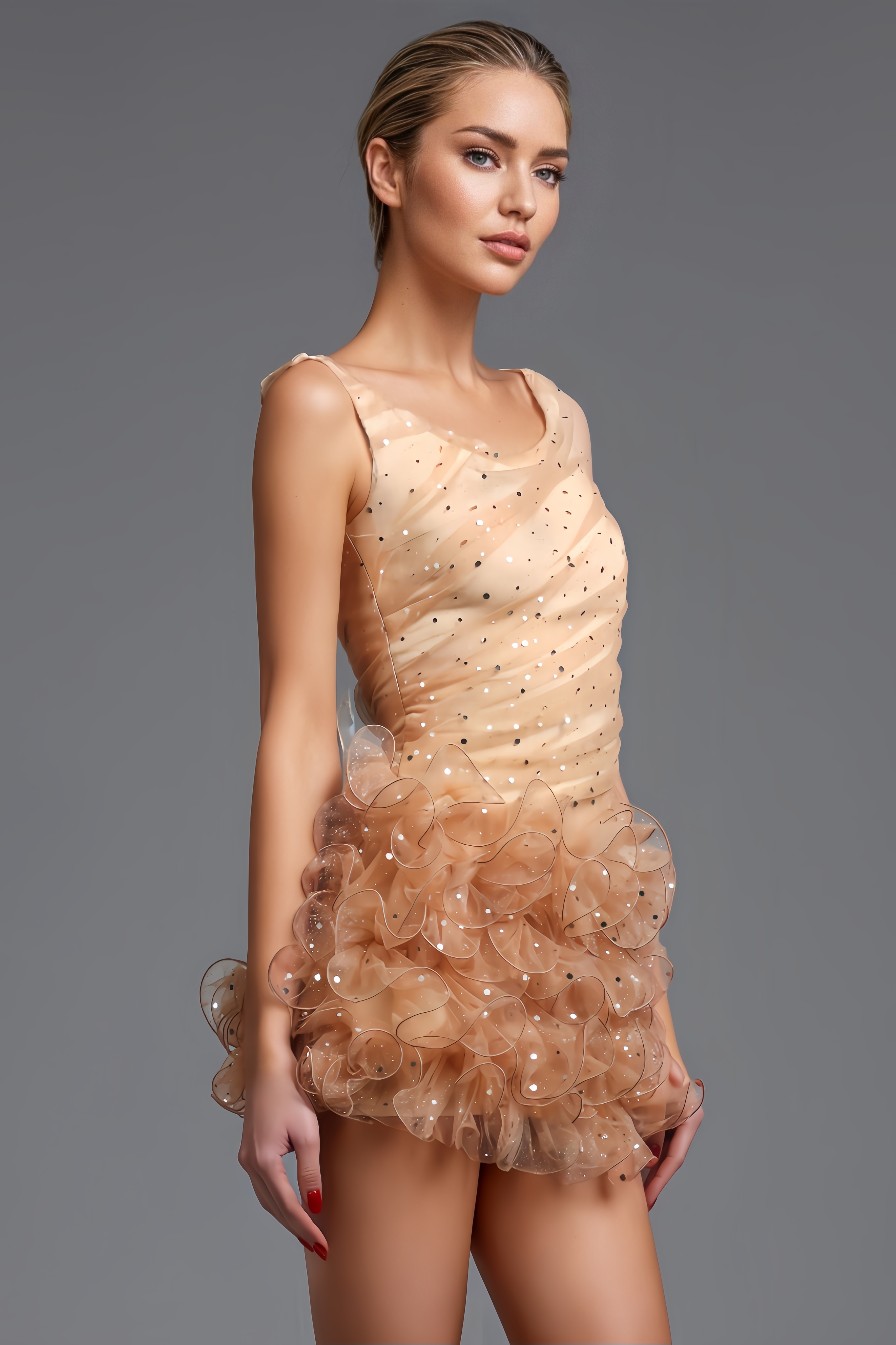 Weirdo Sleeveless Ruffle Sequin Mini Dress