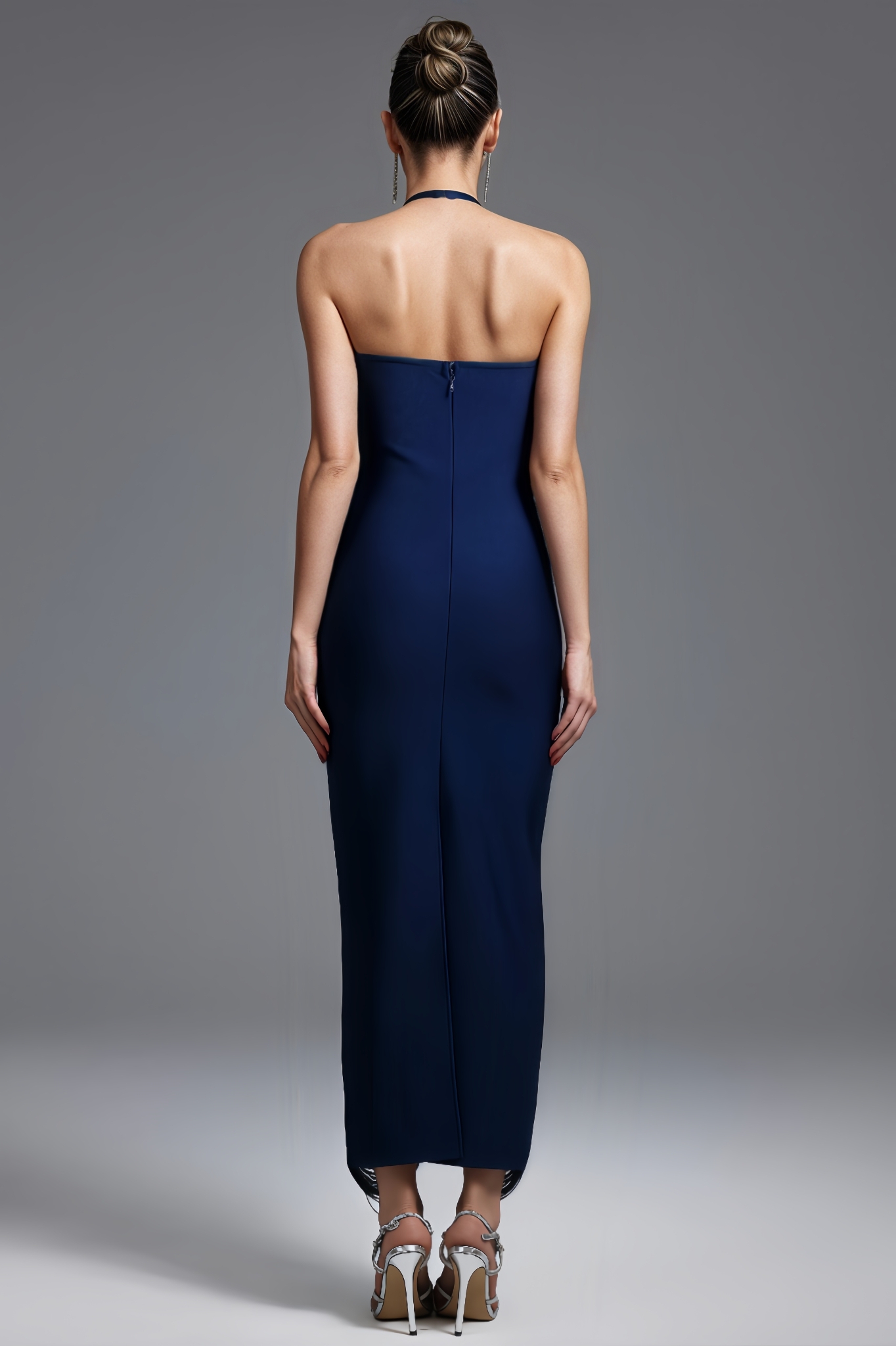 Saige Classic Contour Halter Fringe Maxi Dress