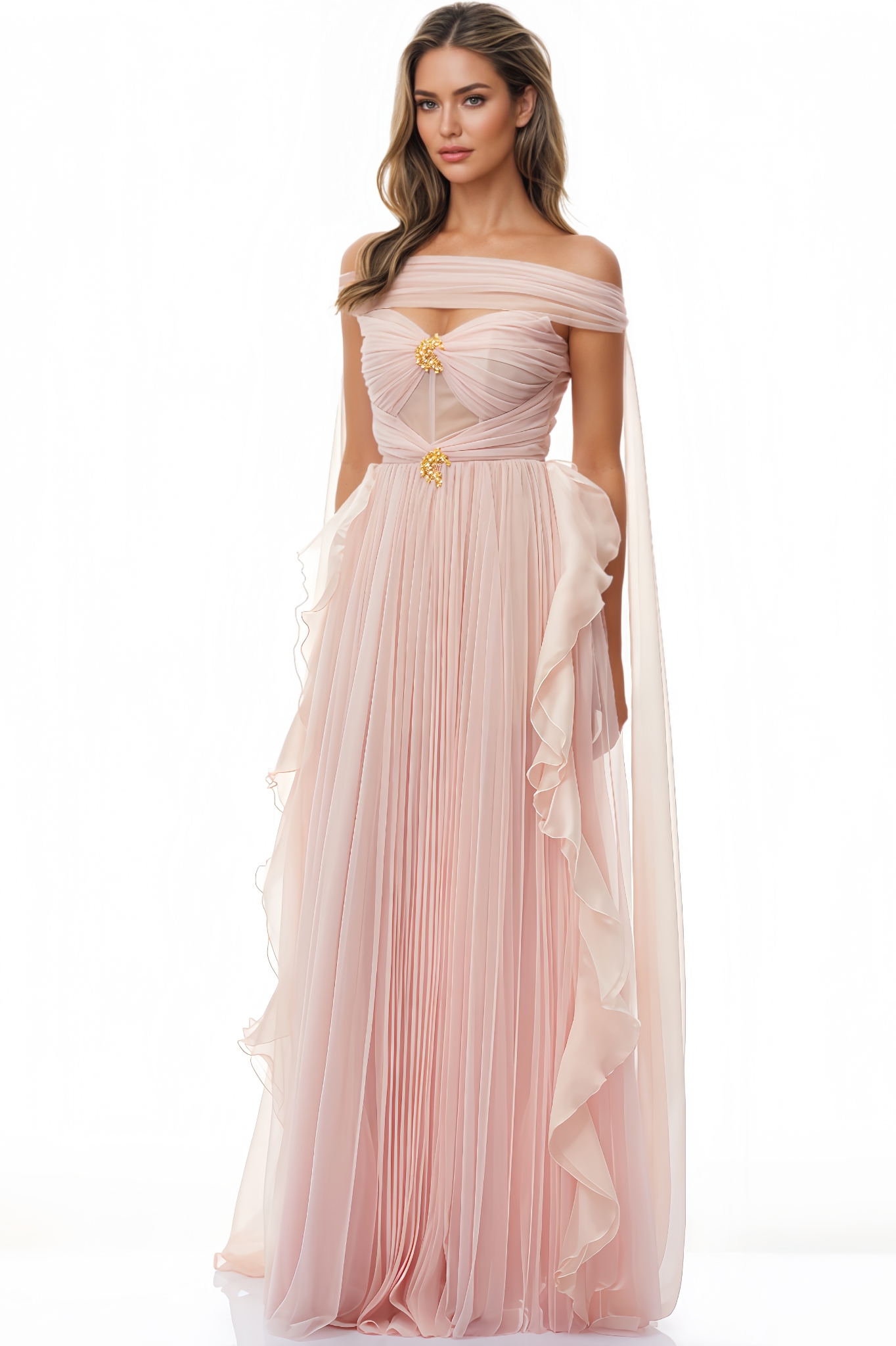 Vori Cape Design Maxi Dress