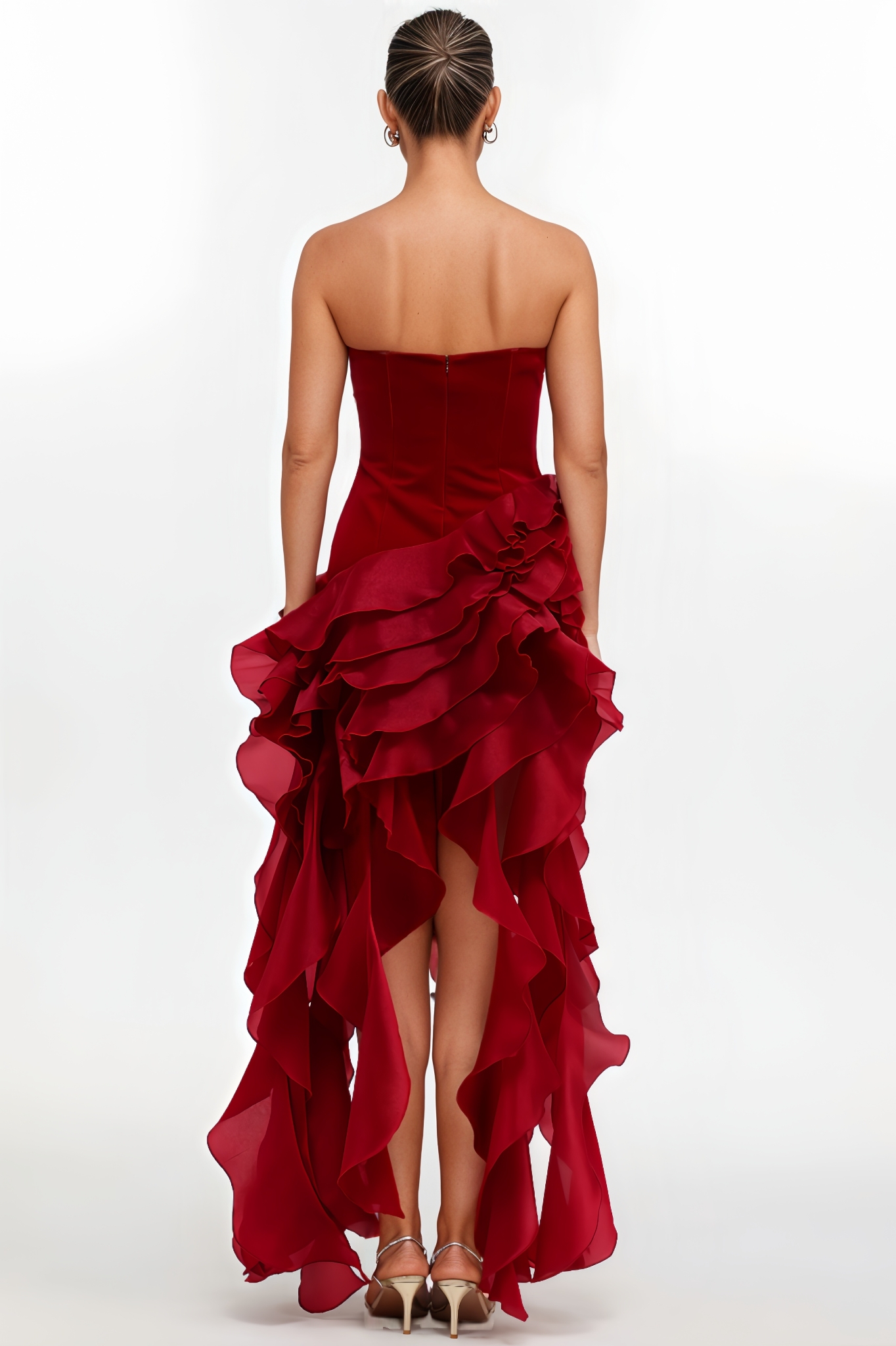 Lumnea Strapless Ruffle Velvet Mini Dress