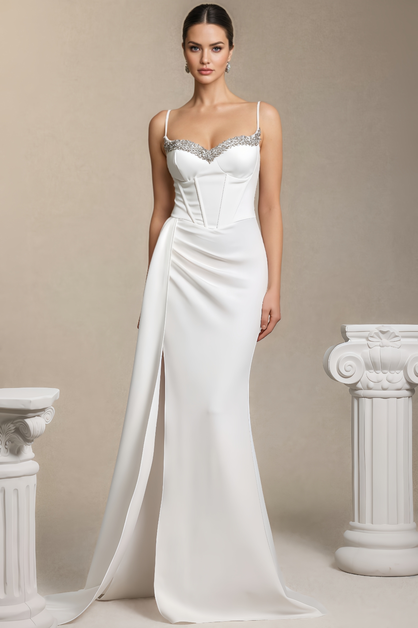 Bellke V-Neck Rhinestone Maxi Dress