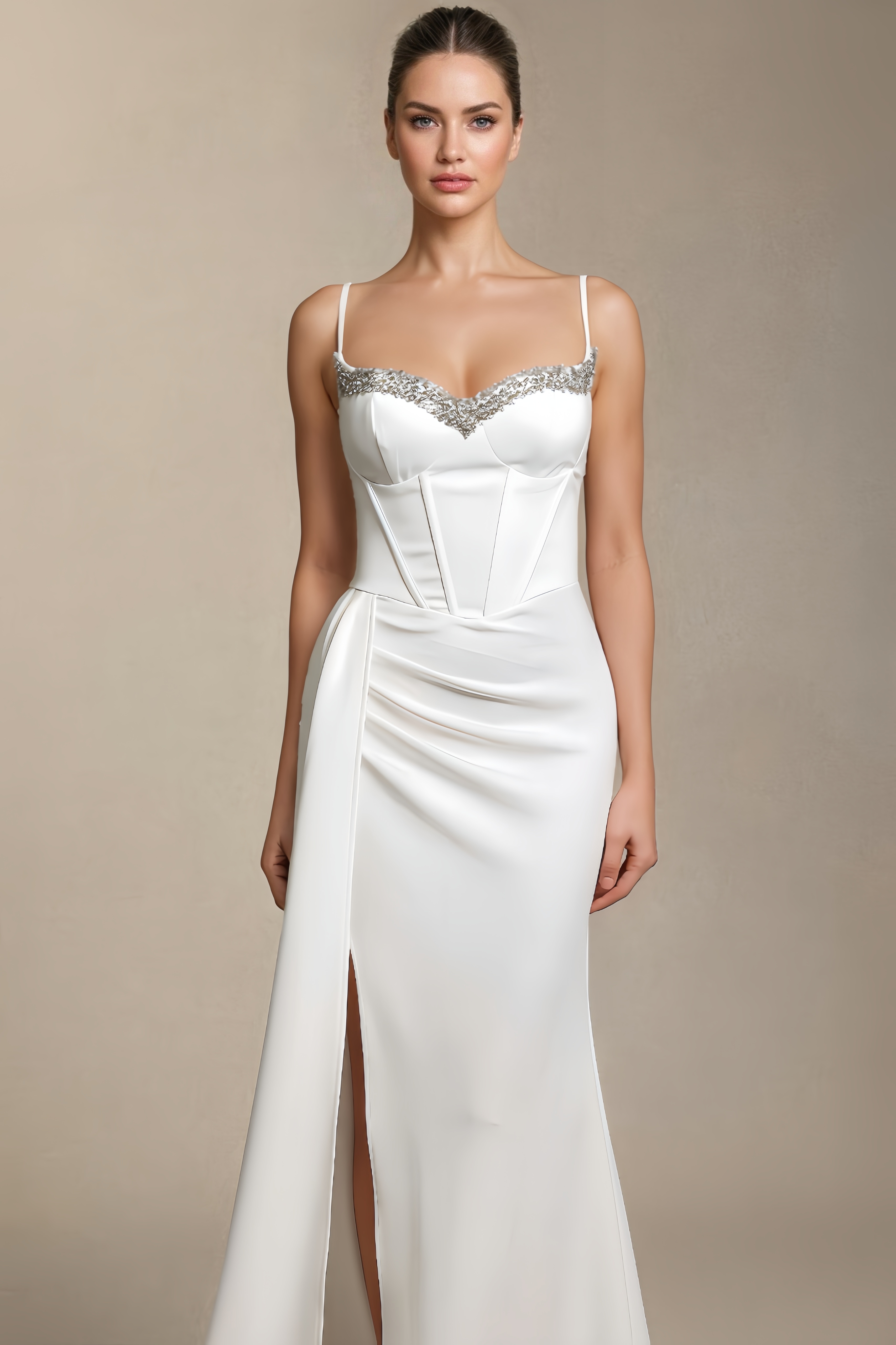 Bellke V-Neck Rhinestone Maxi Dress