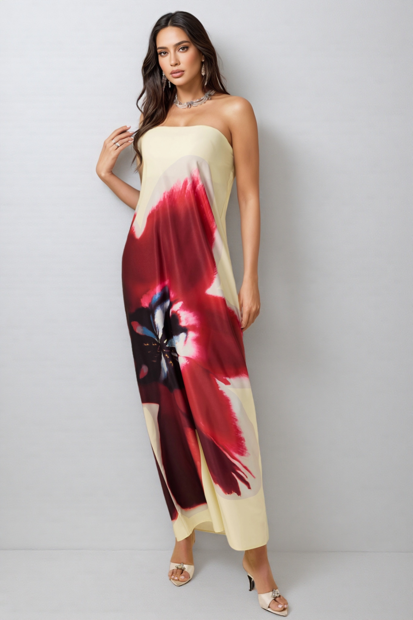 Patric Floral Satin Off-Shoulder Maxi Dress