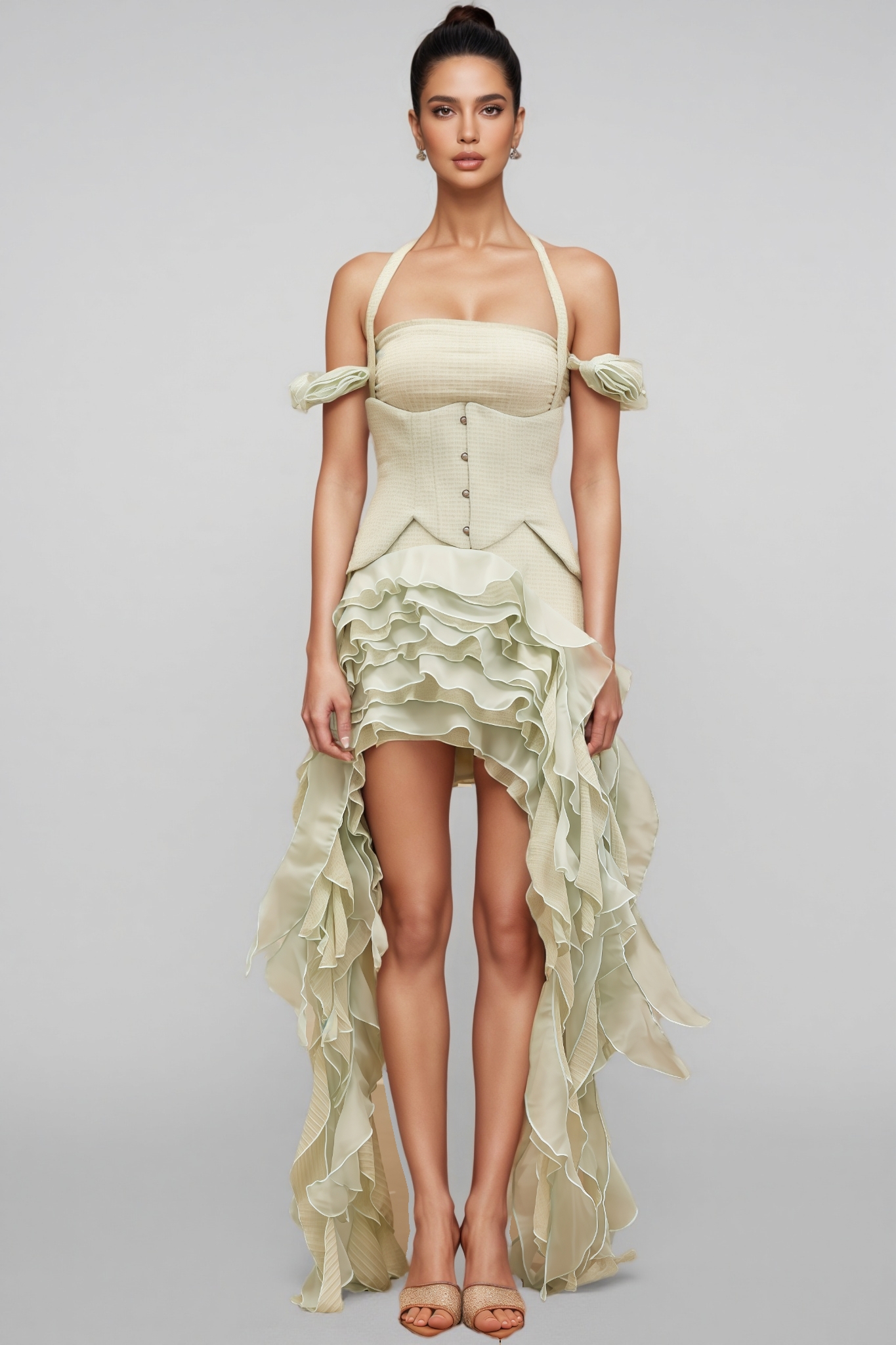 Daele Hanging Neck Fringe Mini Dress