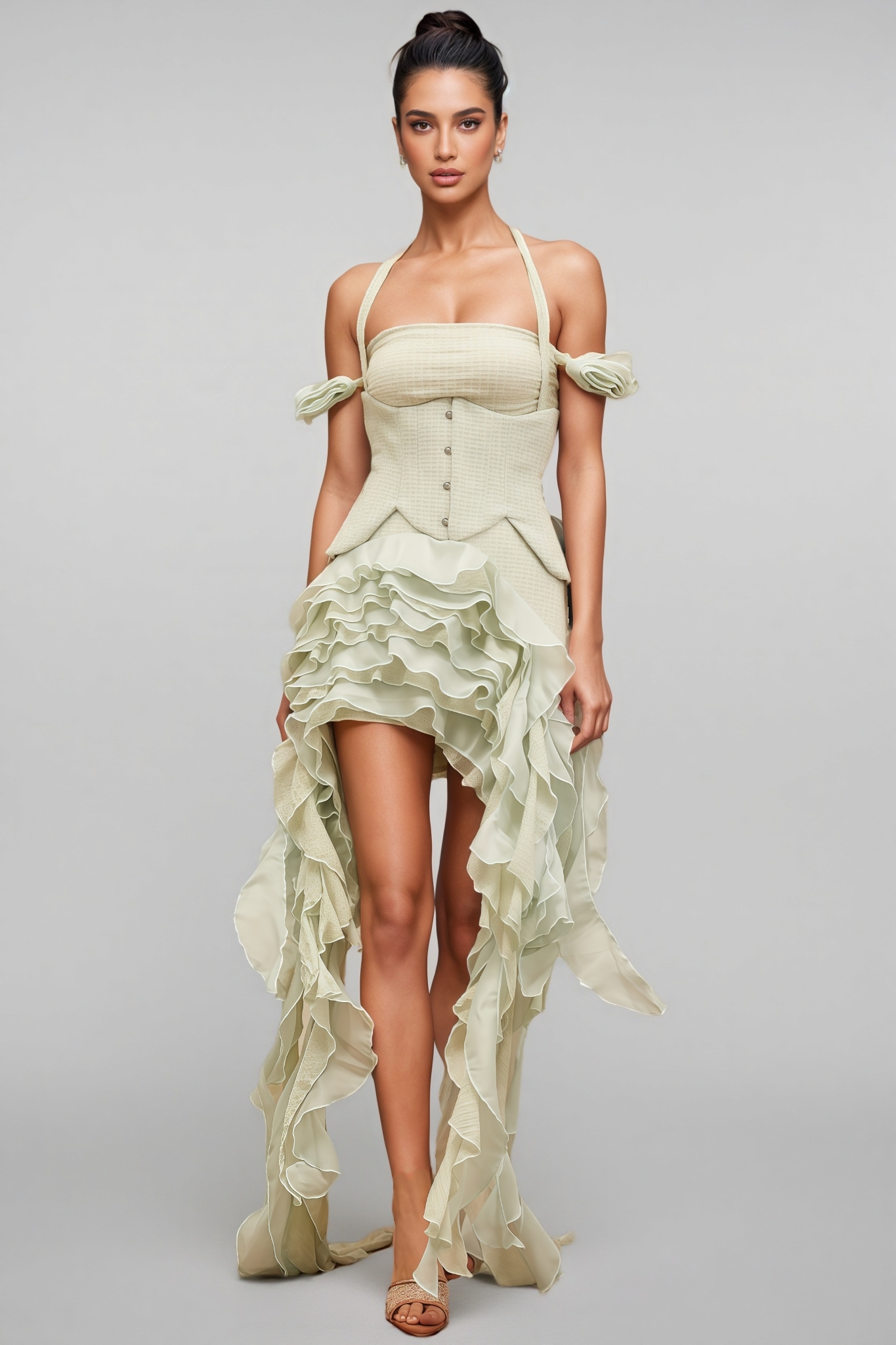 Daele Hanging Neck Fringe Mini Dress