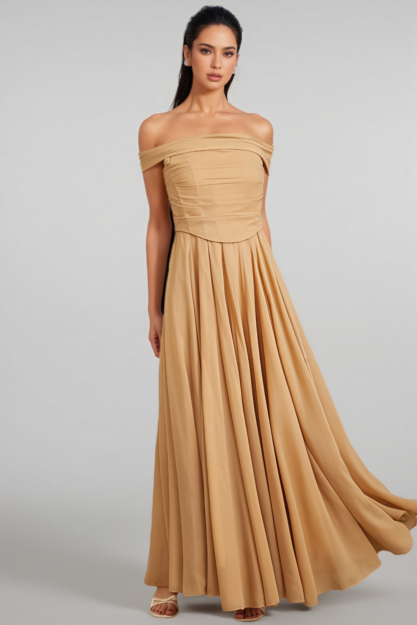 Liviaf Strapless Fishbone Maxi Dress
