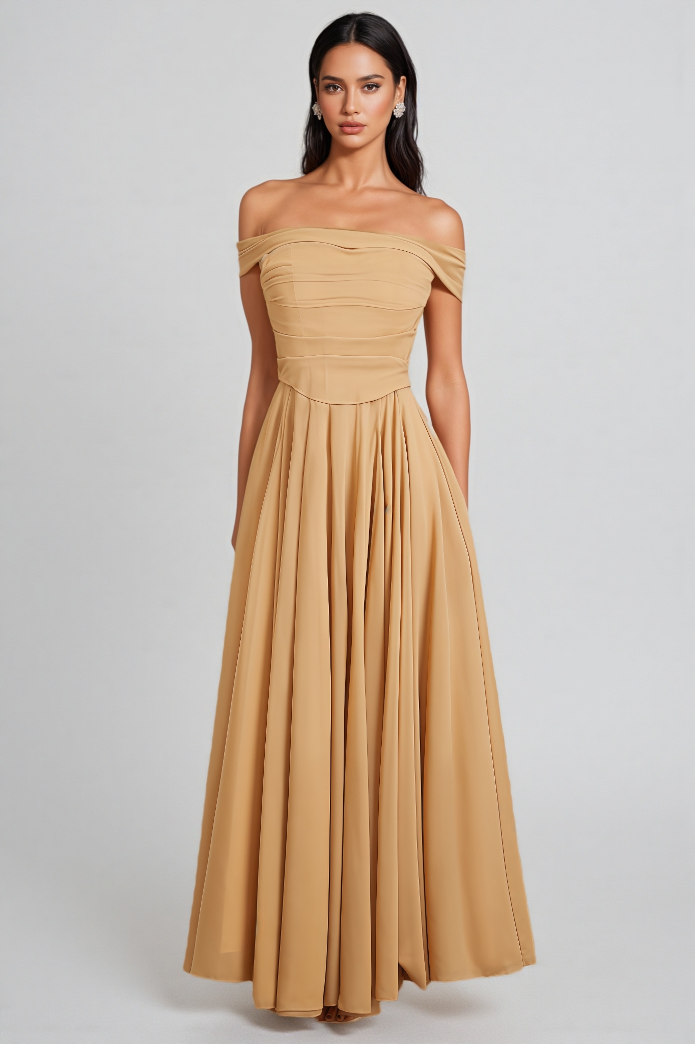 Liviaf Strapless Fishbone Maxi Dress