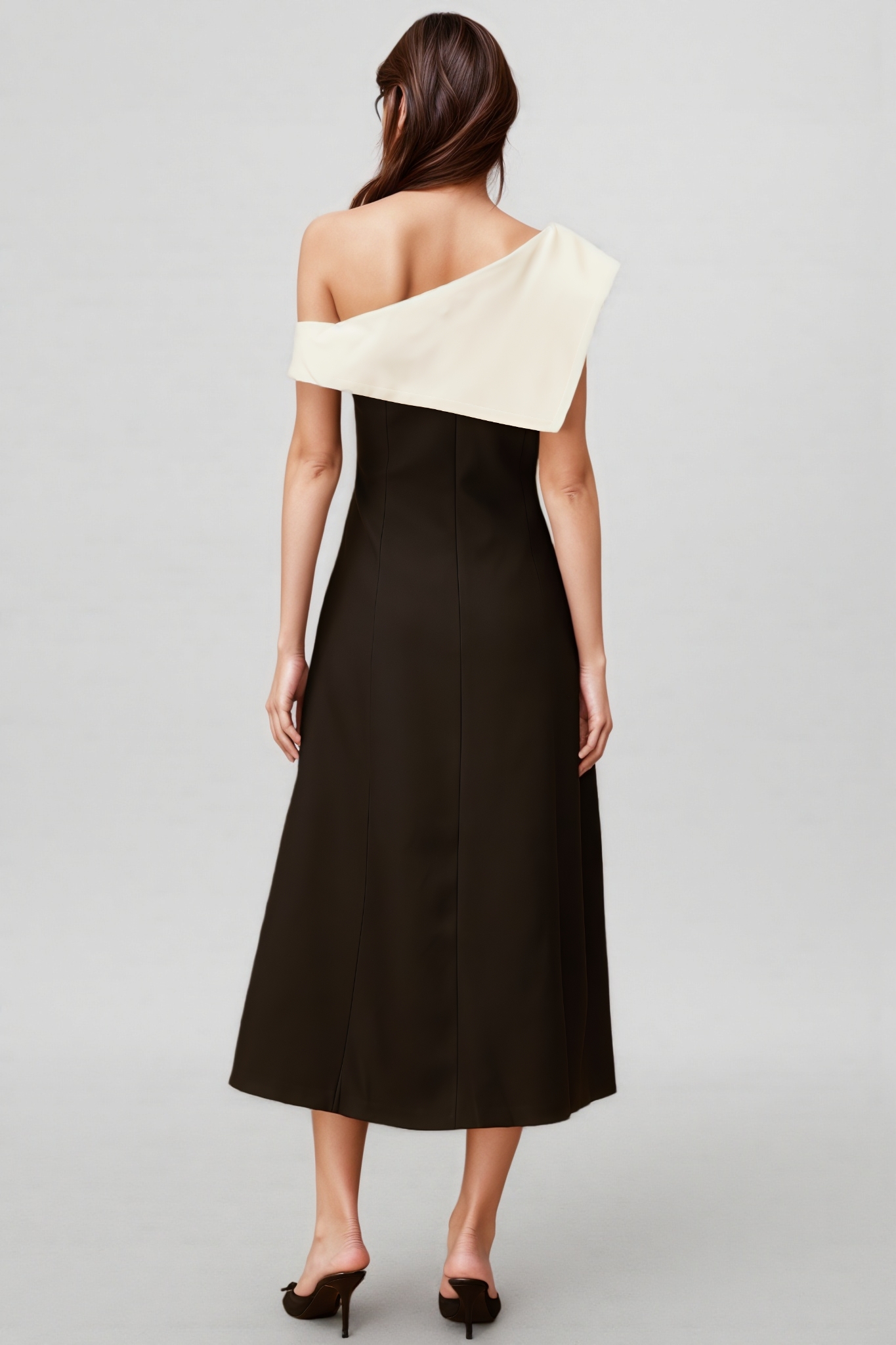 Aurore Color Block Asymmetrical Midi Dress