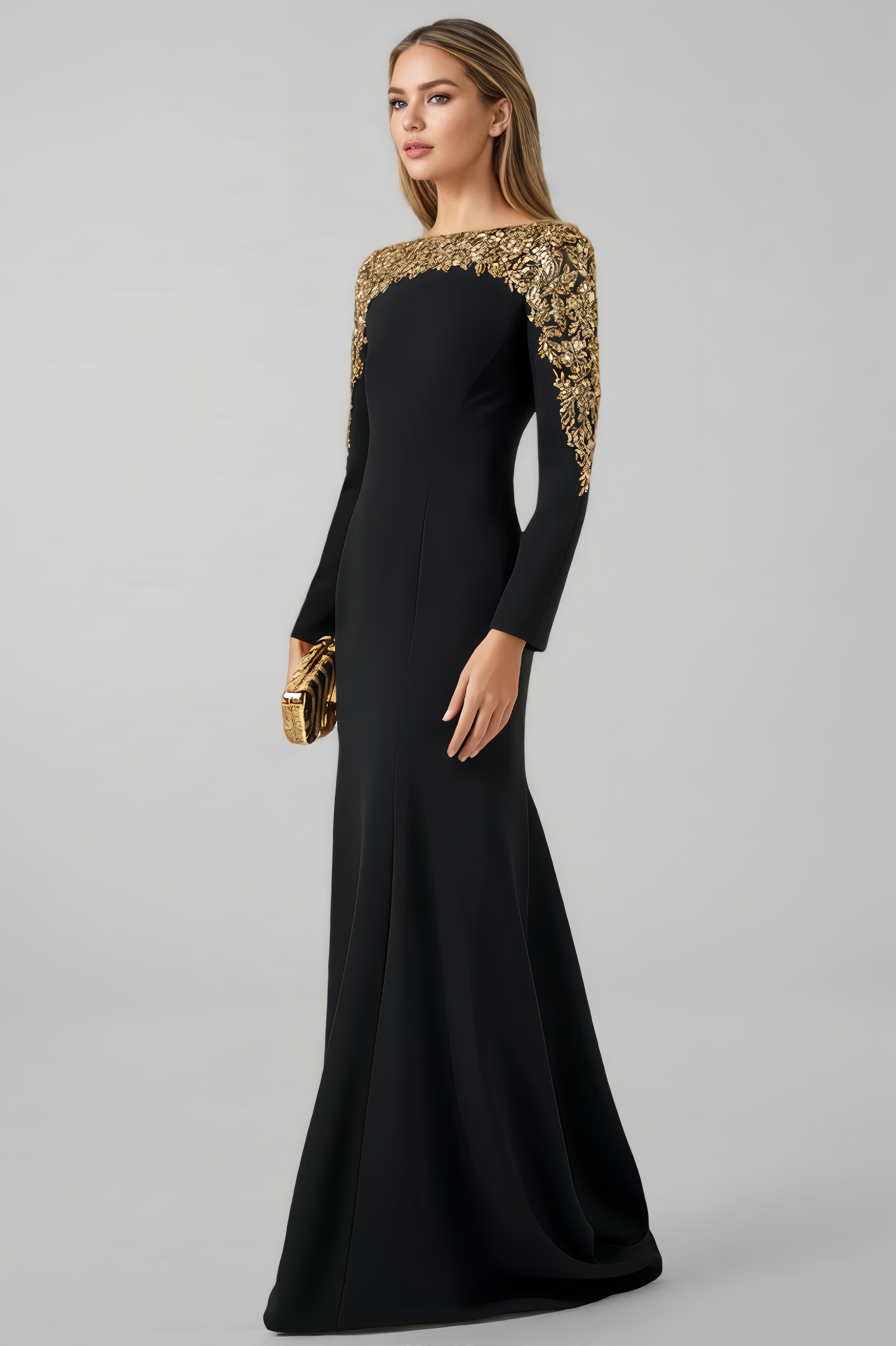 Jacinda Long-Sleeved Sequin Maxi Dress