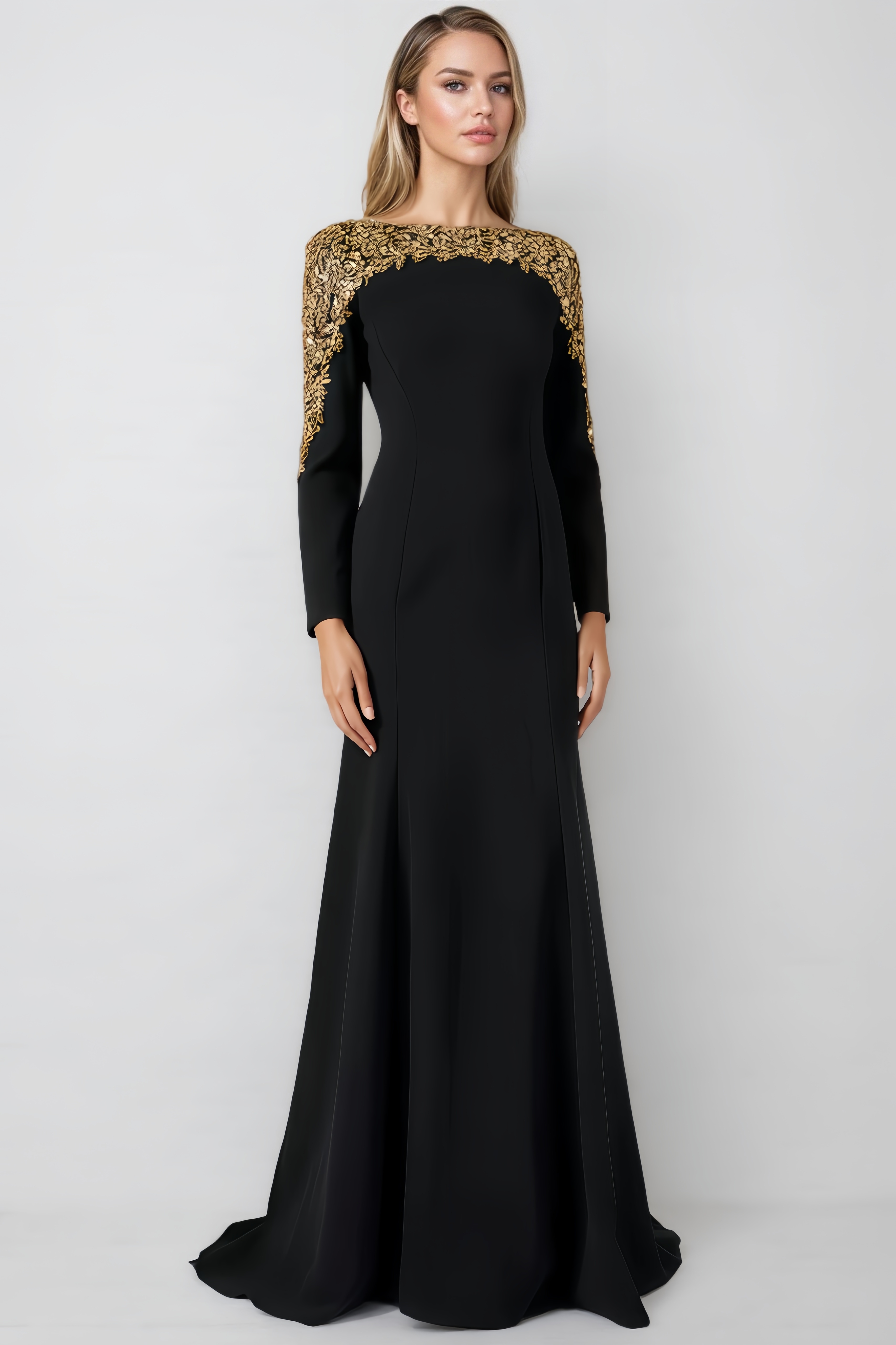 Jacinda Long-Sleeved Sequin Maxi Dress