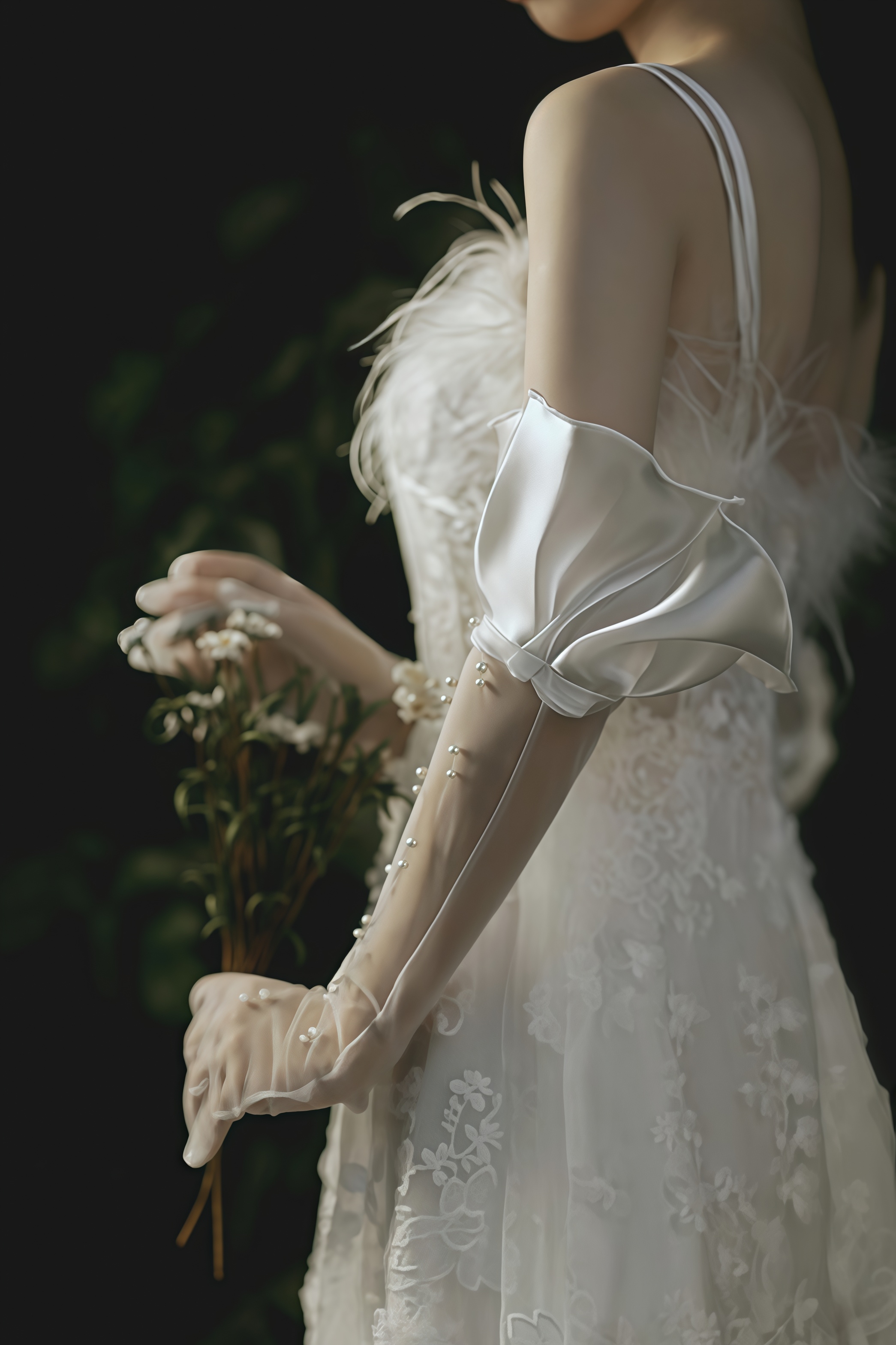 Cynaf Scalloped Beaded Gloves