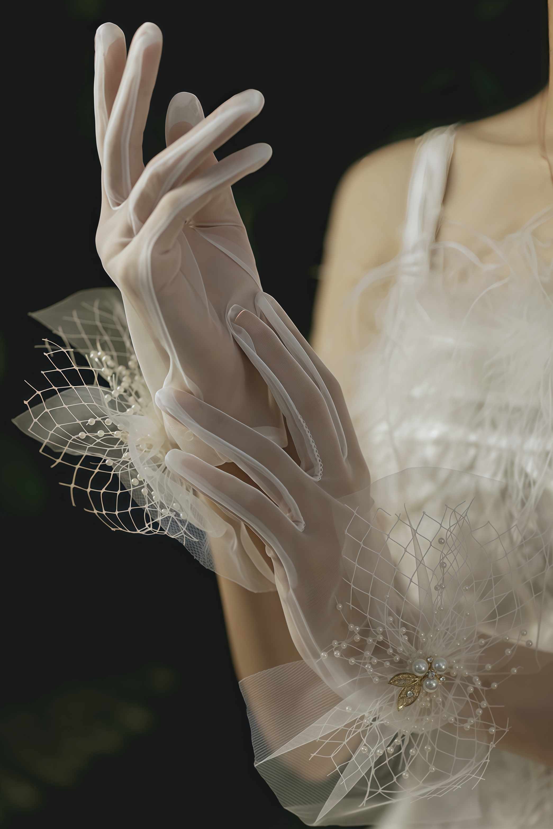 Elsit Pearl Bow Gloves