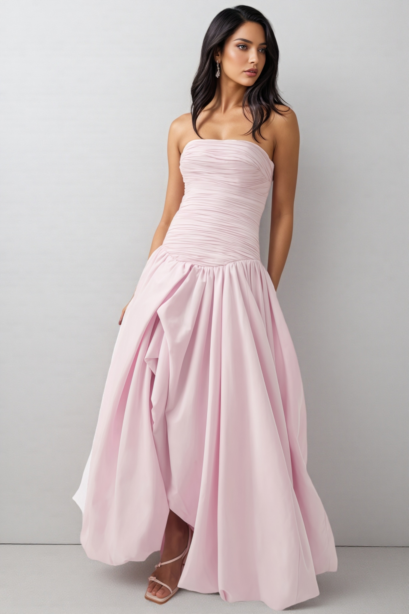 Greer Pink Bubble Trim Maxi Dress