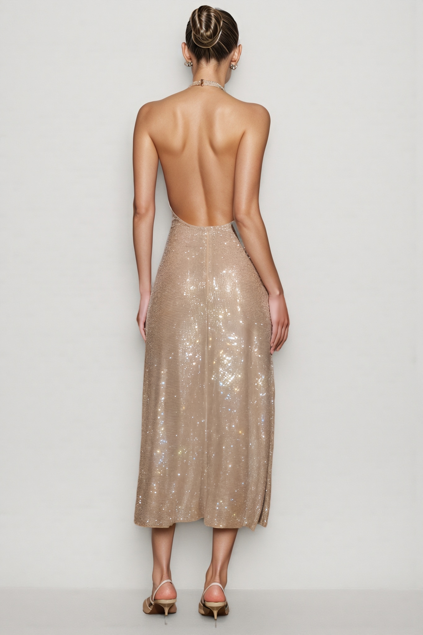 Taure Diamante Halter Midi Dress