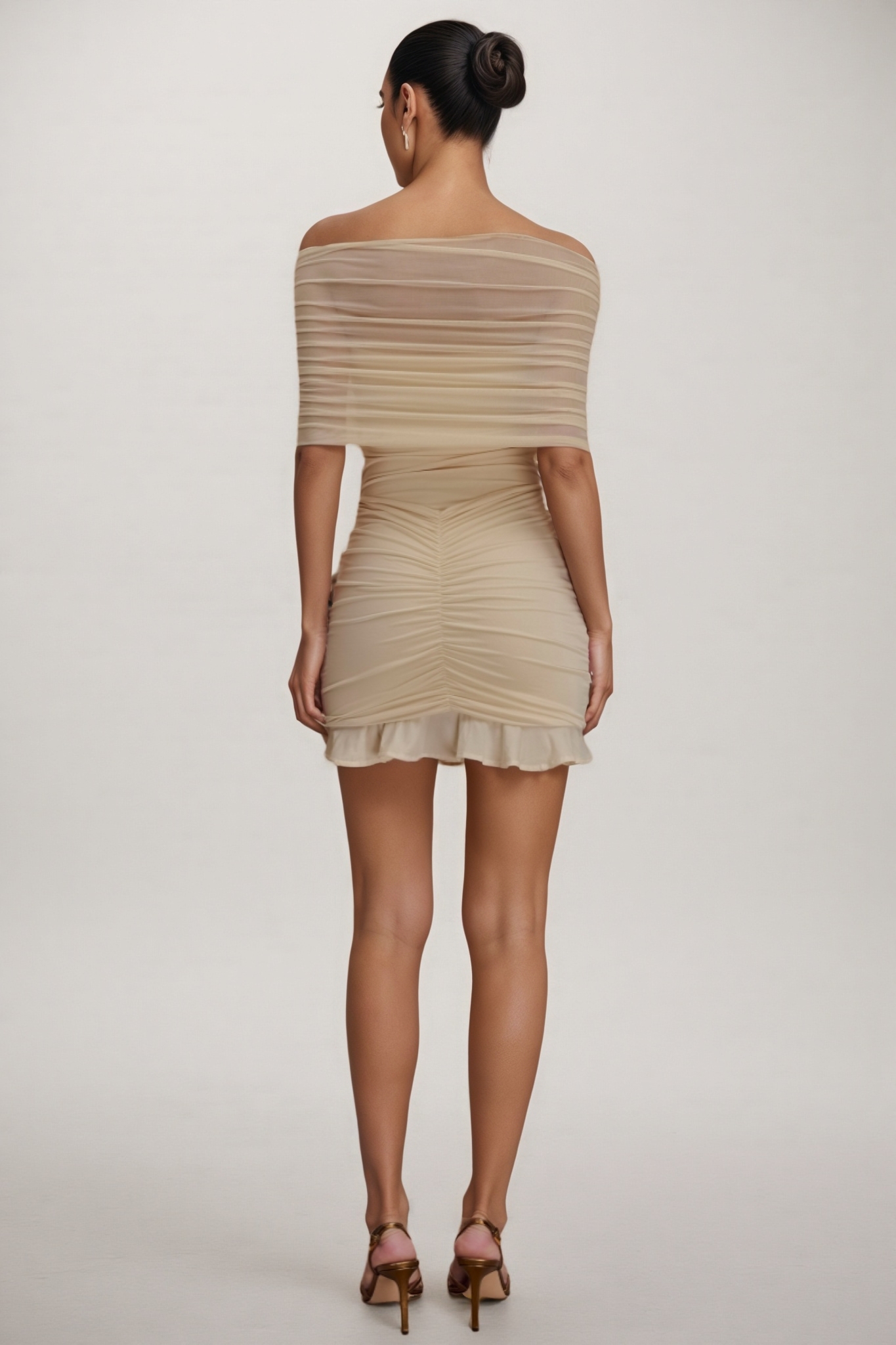 Briadk Slinky Mesh Off Shoulder Mini Dress