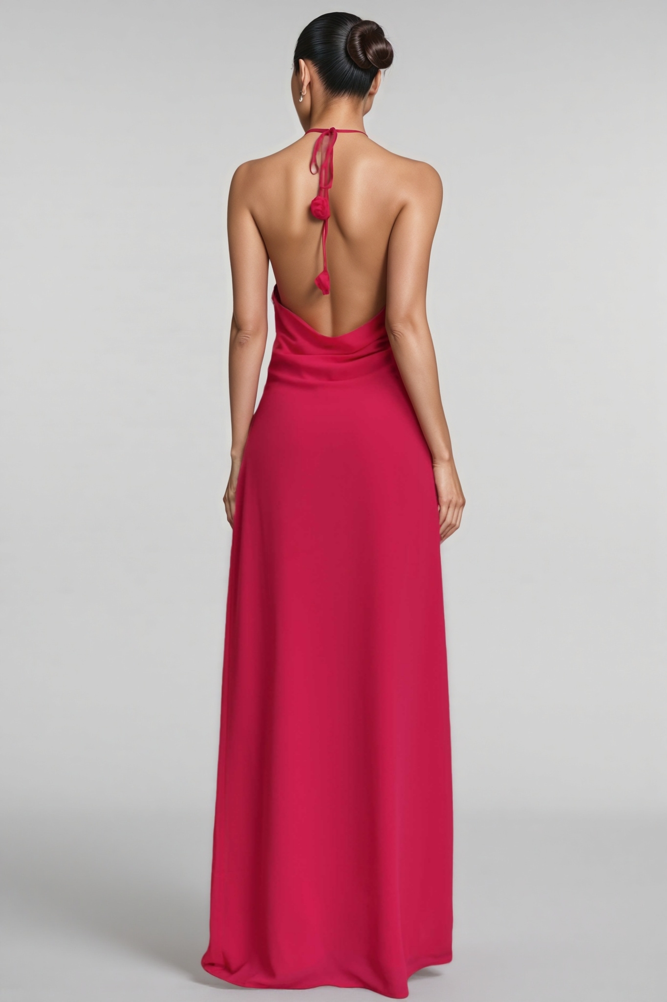 Penel Cowl Neck 3D Flower Maxi Dress