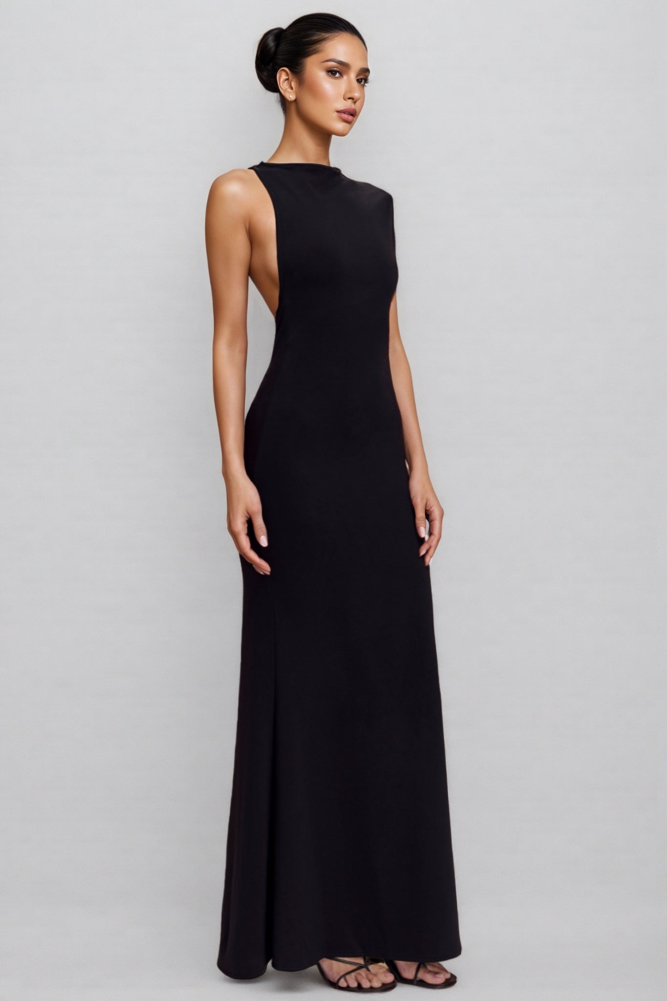 Jerema Black Jersey Cut Out Maxi Dress