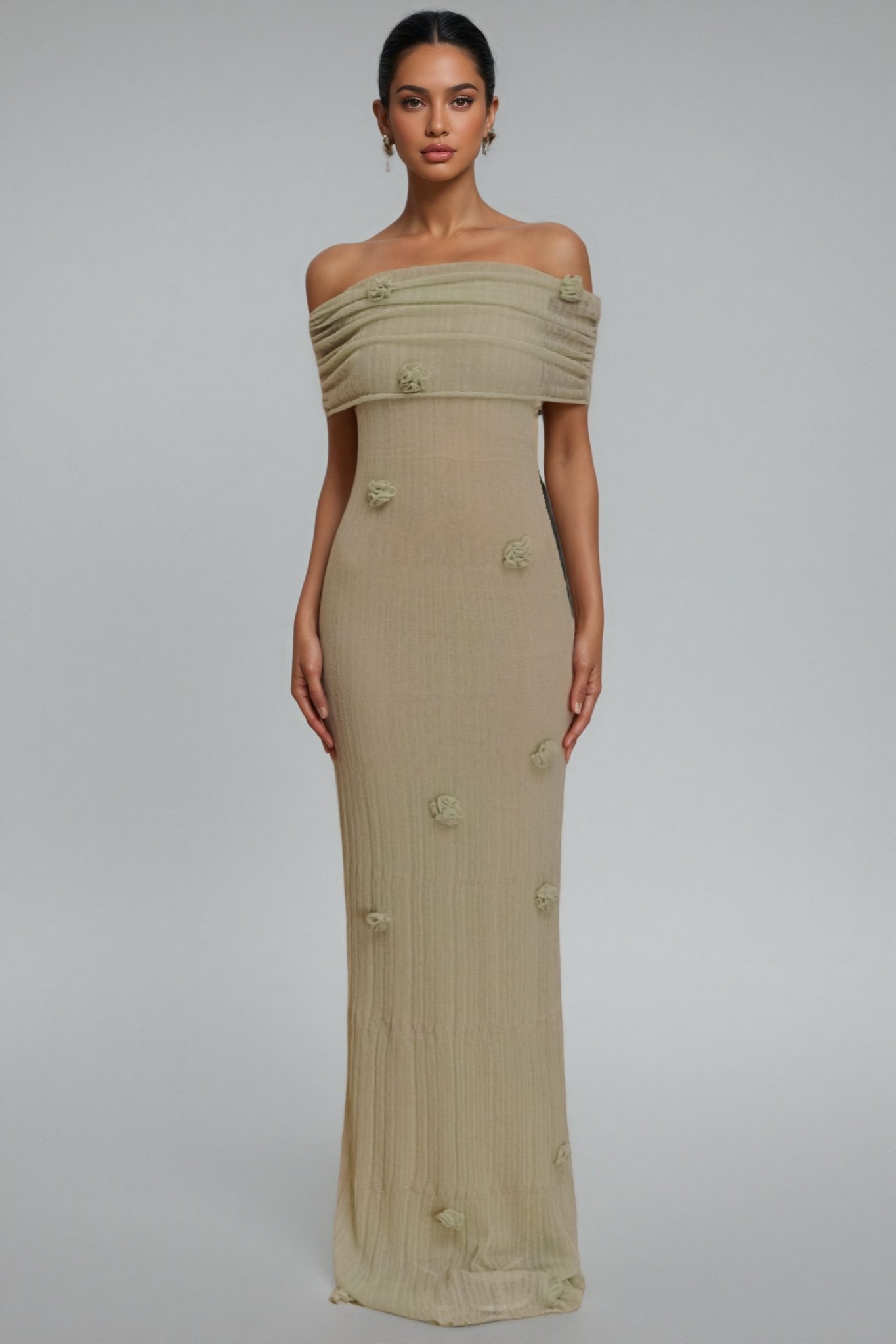 Ulrica Green Orchid Knit Maxi Dress