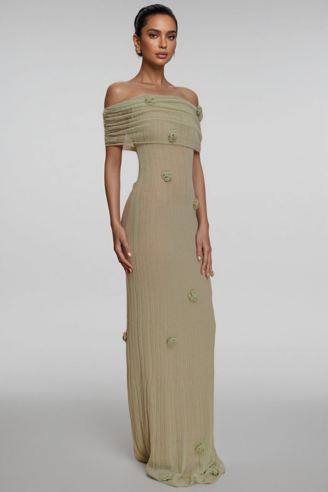 Ulrica Green Orchid Knit Maxi Dress