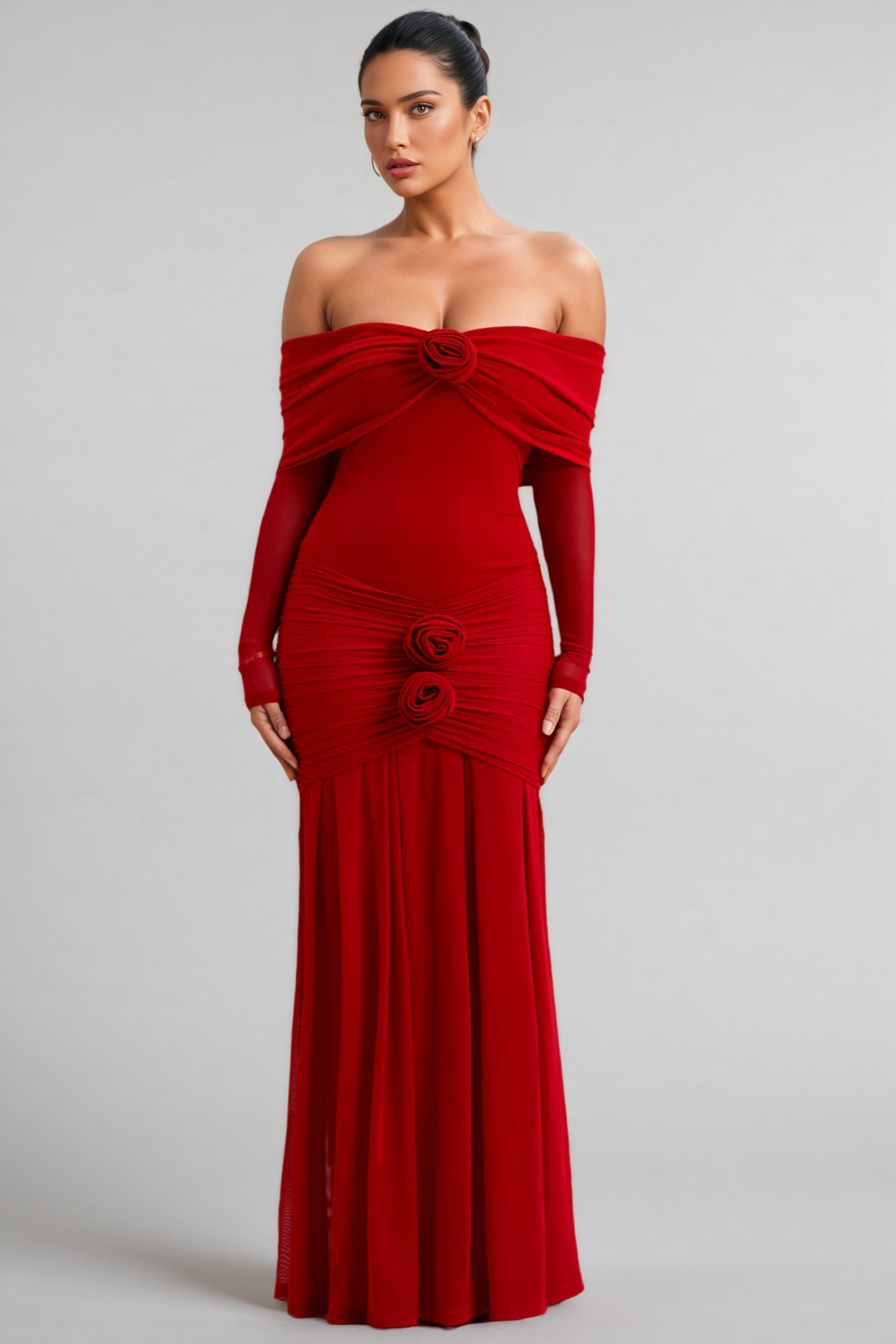 Mylesa Red 3D Floral Maxi Dress 