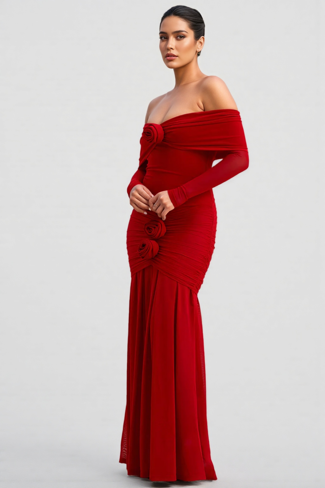 Mylesa Red 3D Floral Maxi Dress 