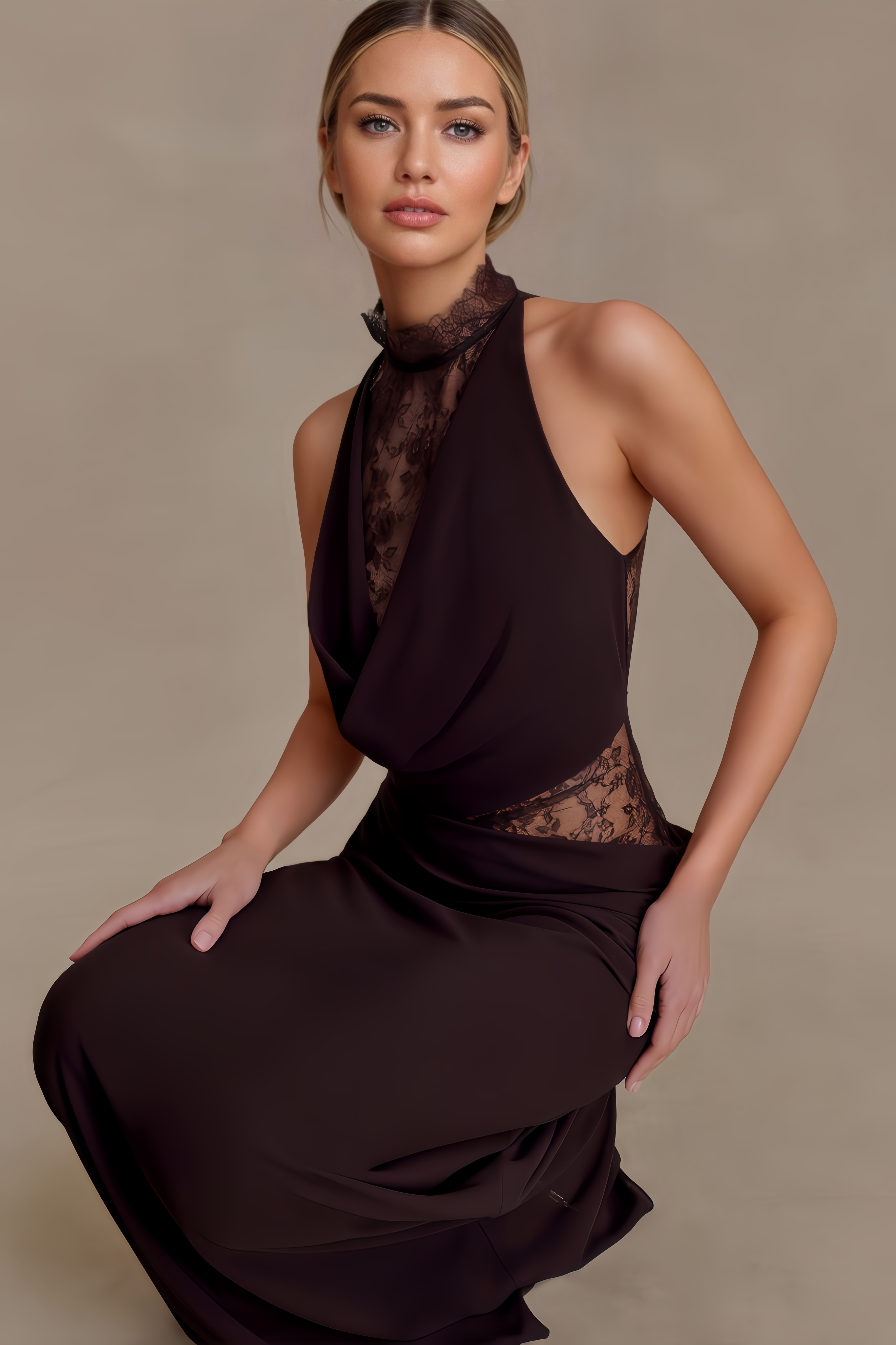Greer Lace Halter Maxi Dress