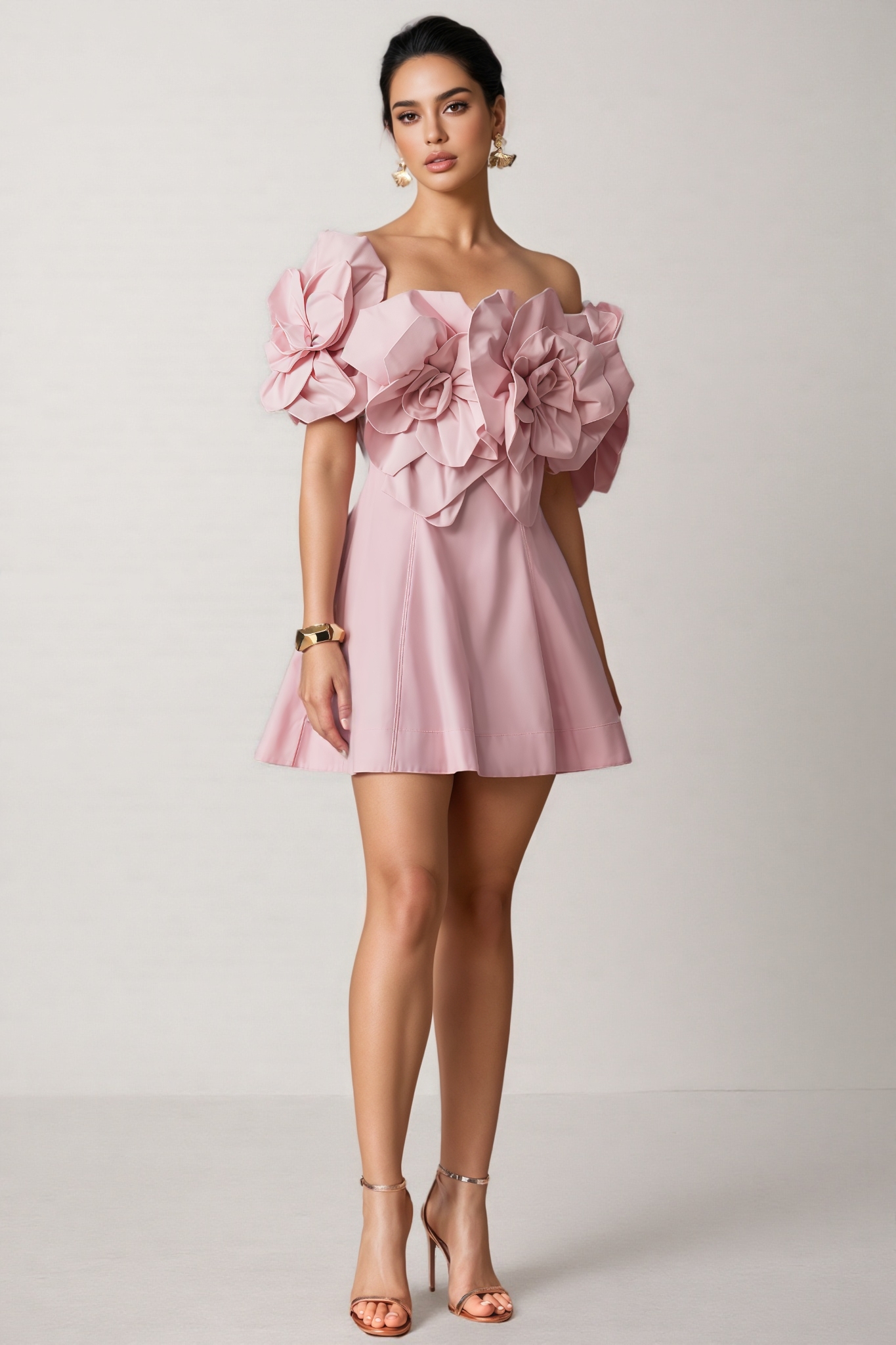 Dasaka Oversized Floral Applique Mini Dress