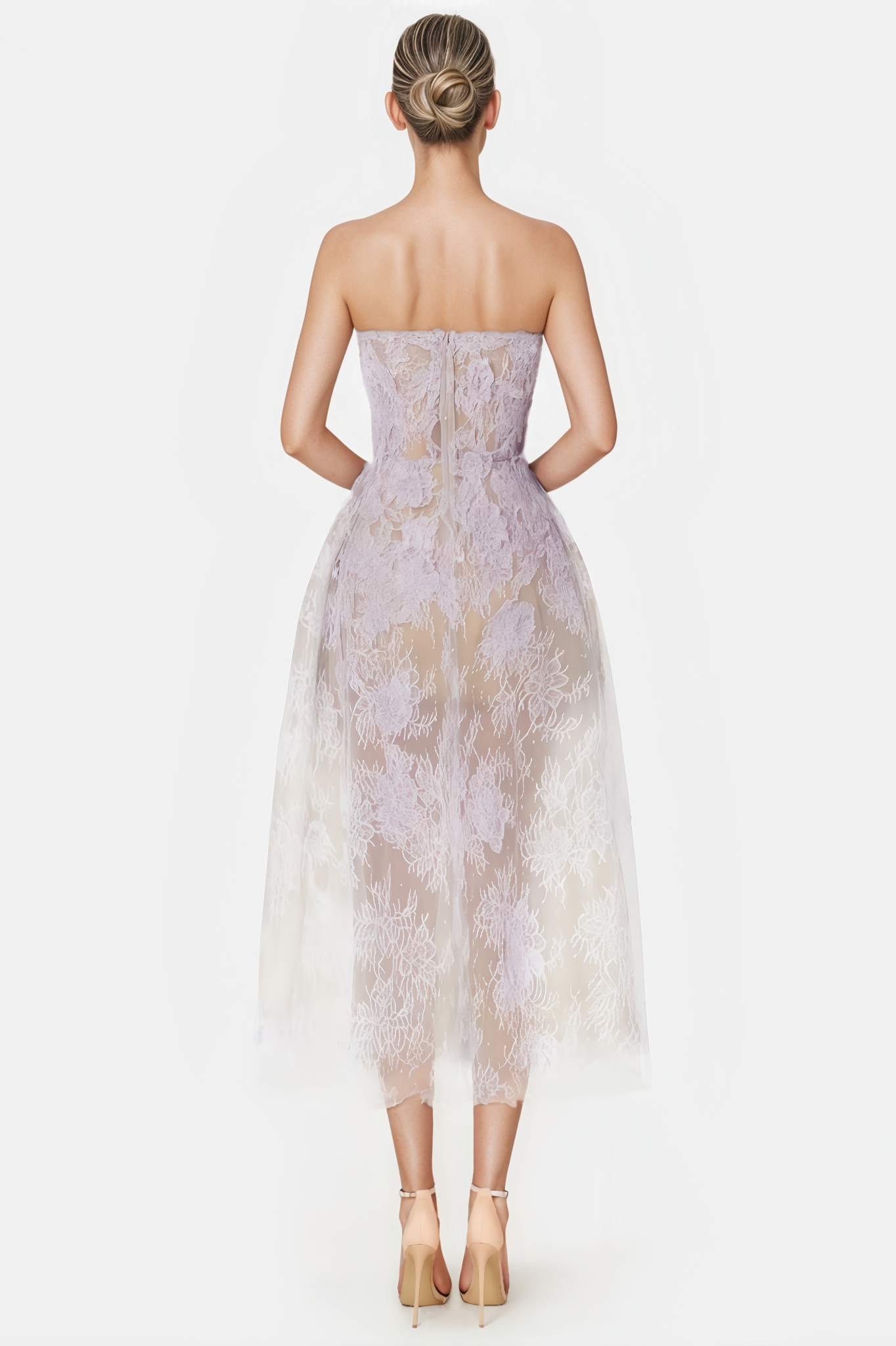 Freye Violet Beaded Lace Midi Dress