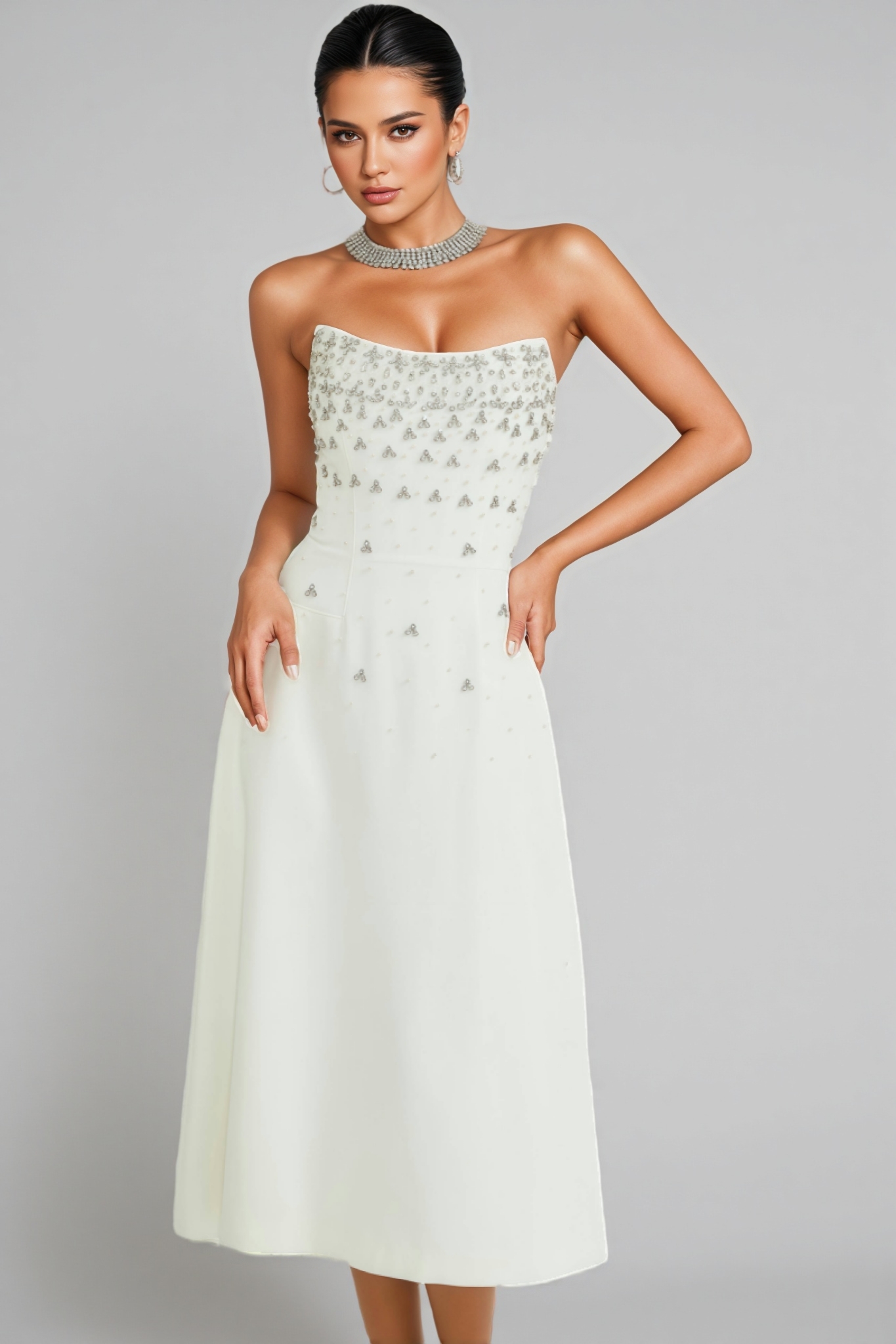 Zirana White Diamond Maxi Dress