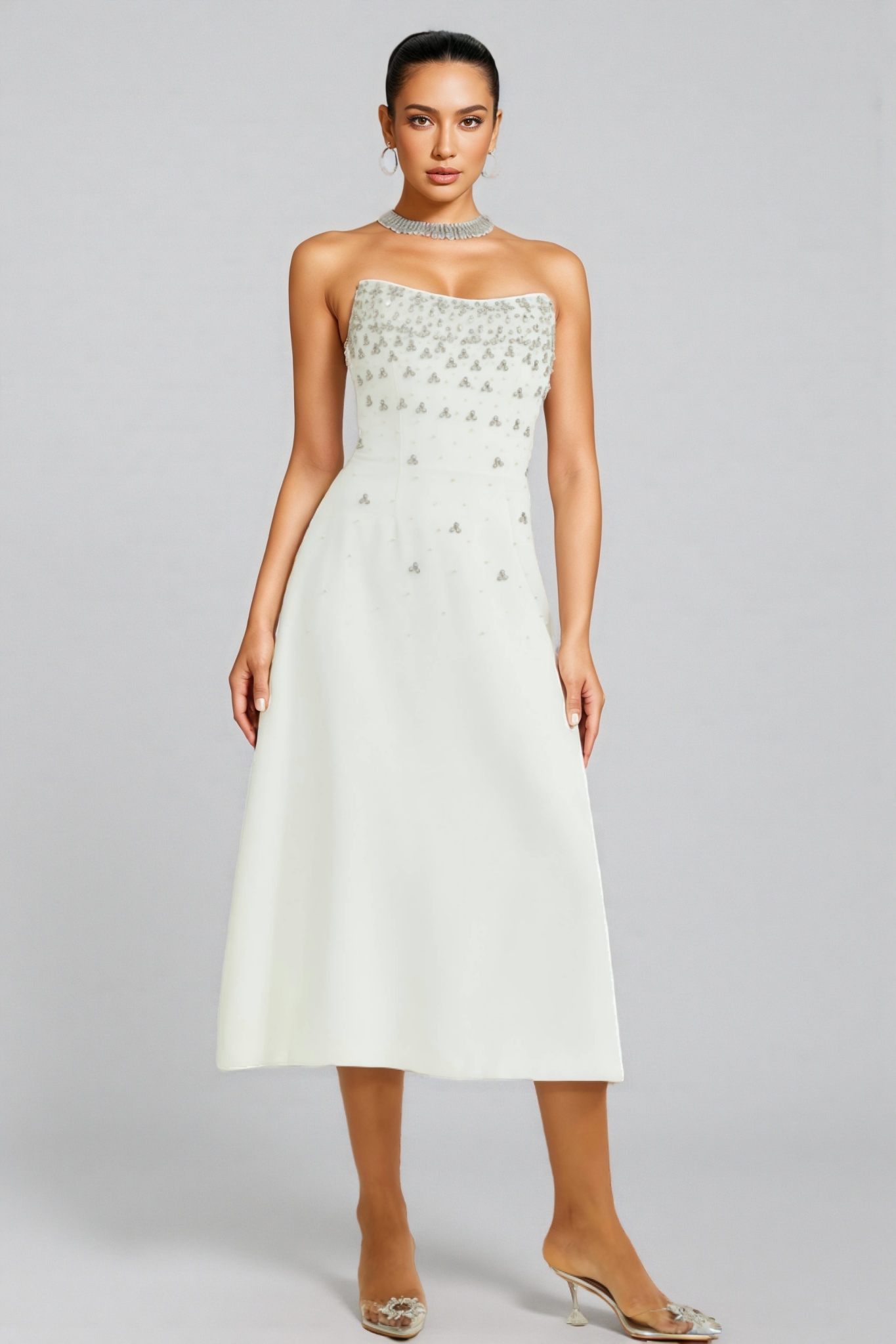 Zirana White Diamond Maxi Dress