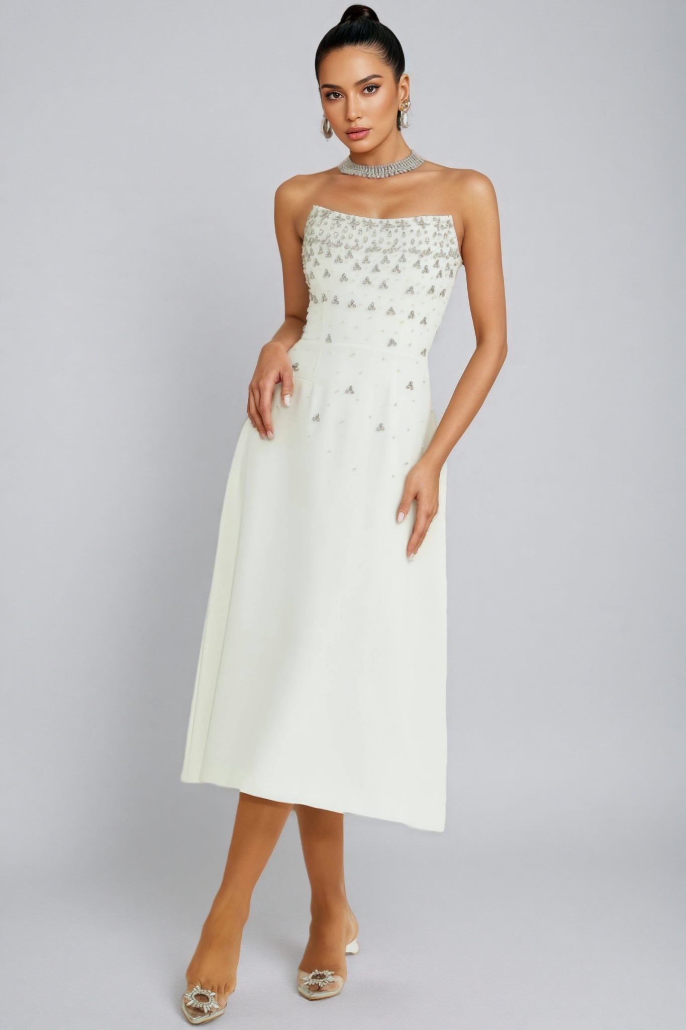 Zirana White Diamond Maxi Dress