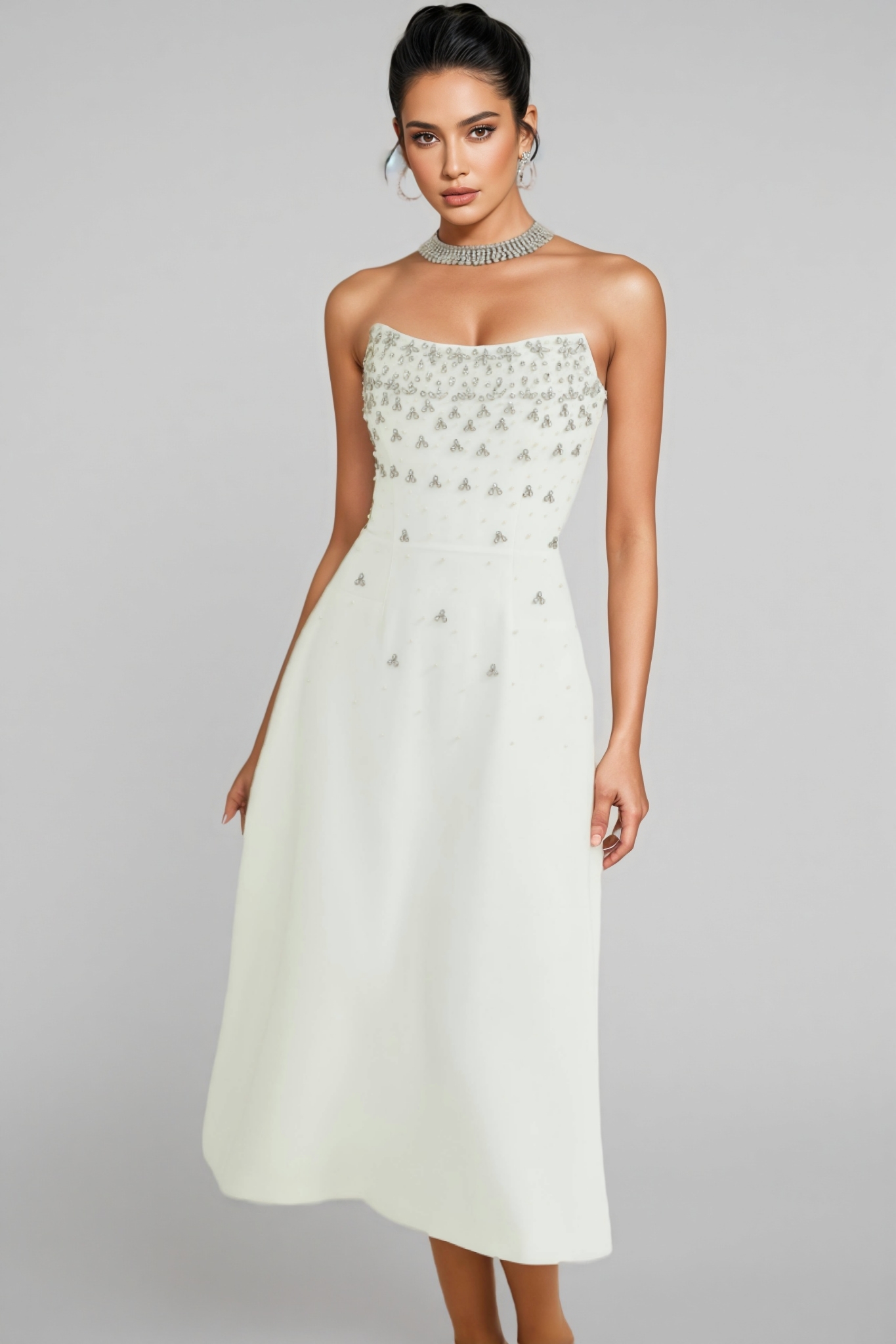 Zirana White Diamond Maxi Dress