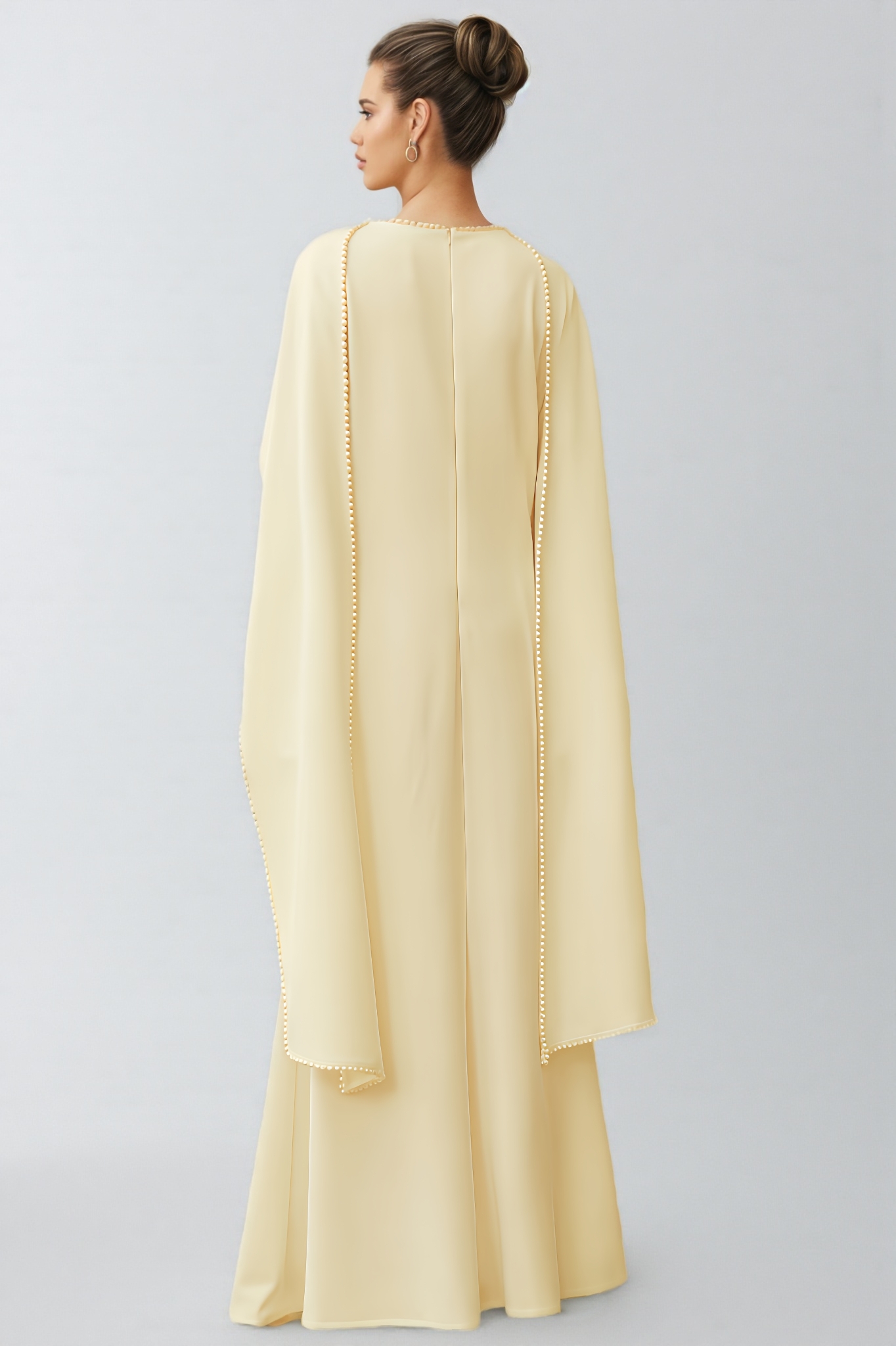 Paca Pearl Trim Shawl Detail Maxi Dress