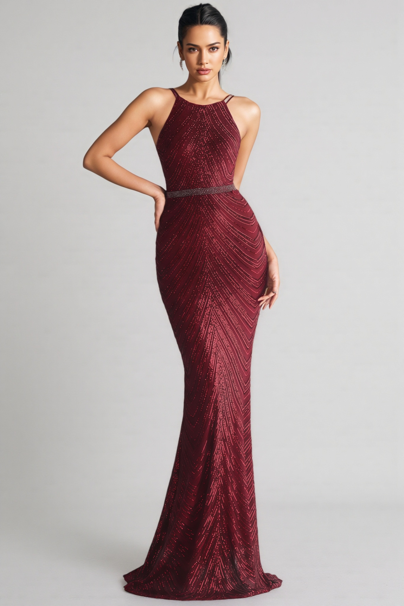 Fritz Spaghetti Strap Sequin Maxi Dress