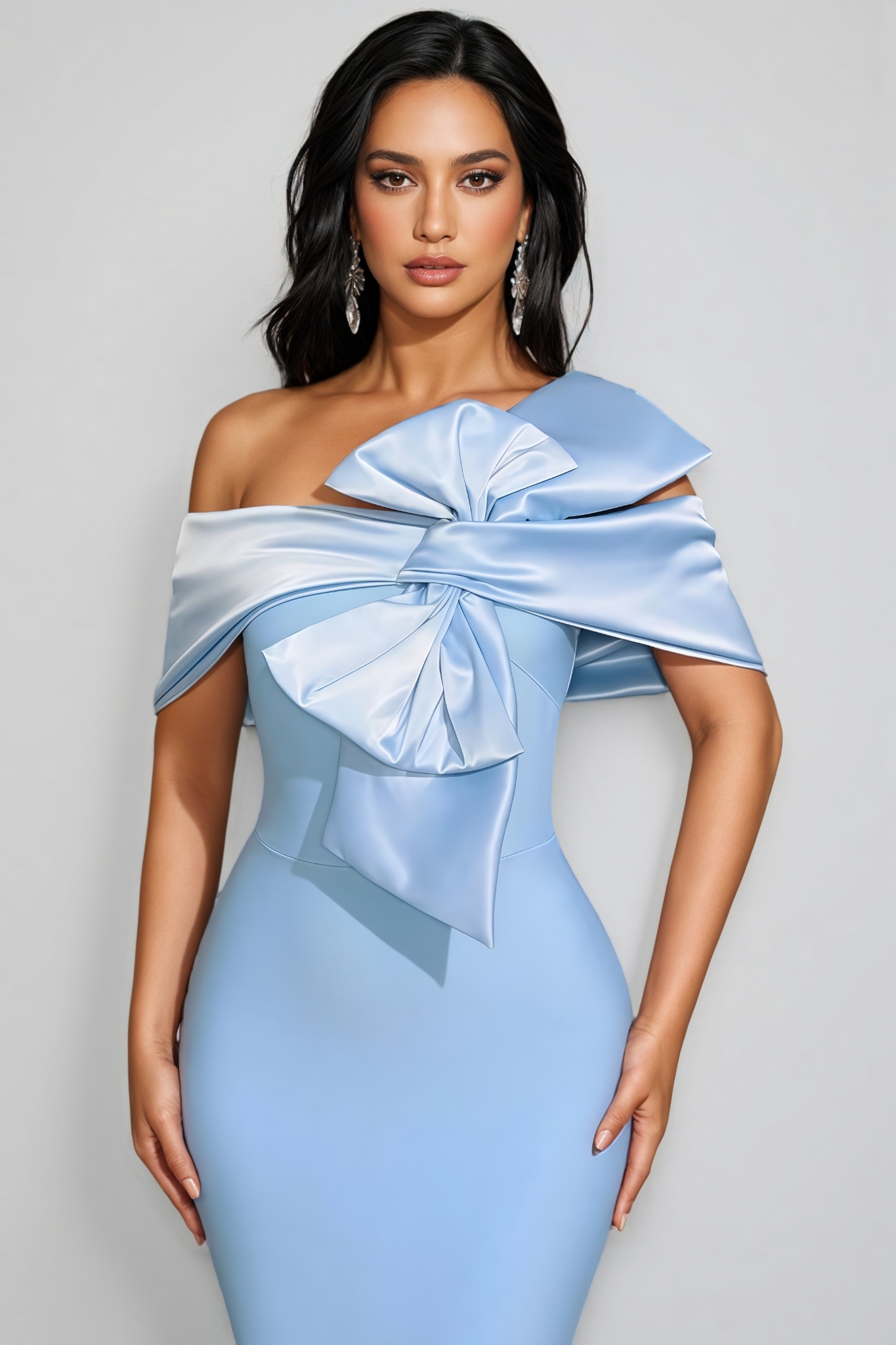 Esmed Blue Bow Split Maxi Dress