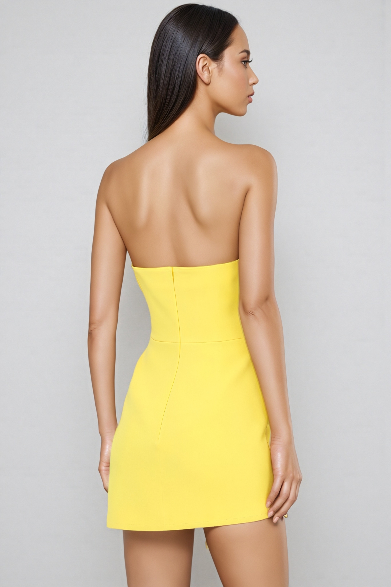 Sable Crystal Applique Slit Mini Dress