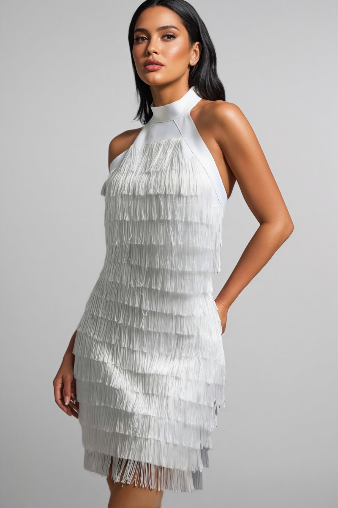 Ralphas White Fringe Mini Dress