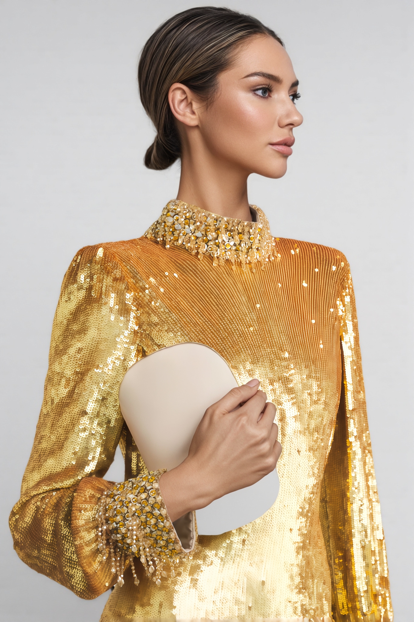 Tada Golden Sequin Maxi Dress