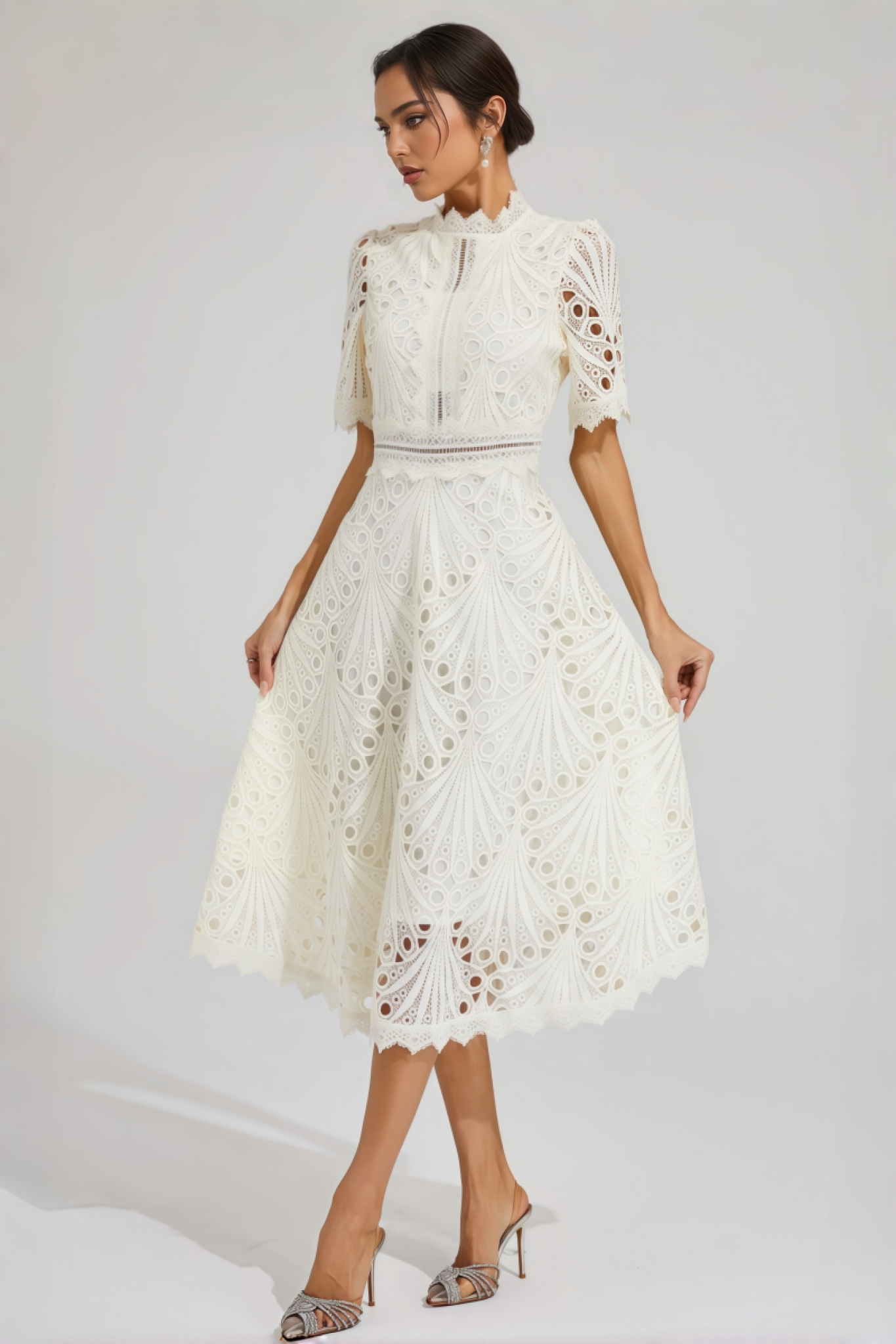 Debors White Cut Out Midi Dress