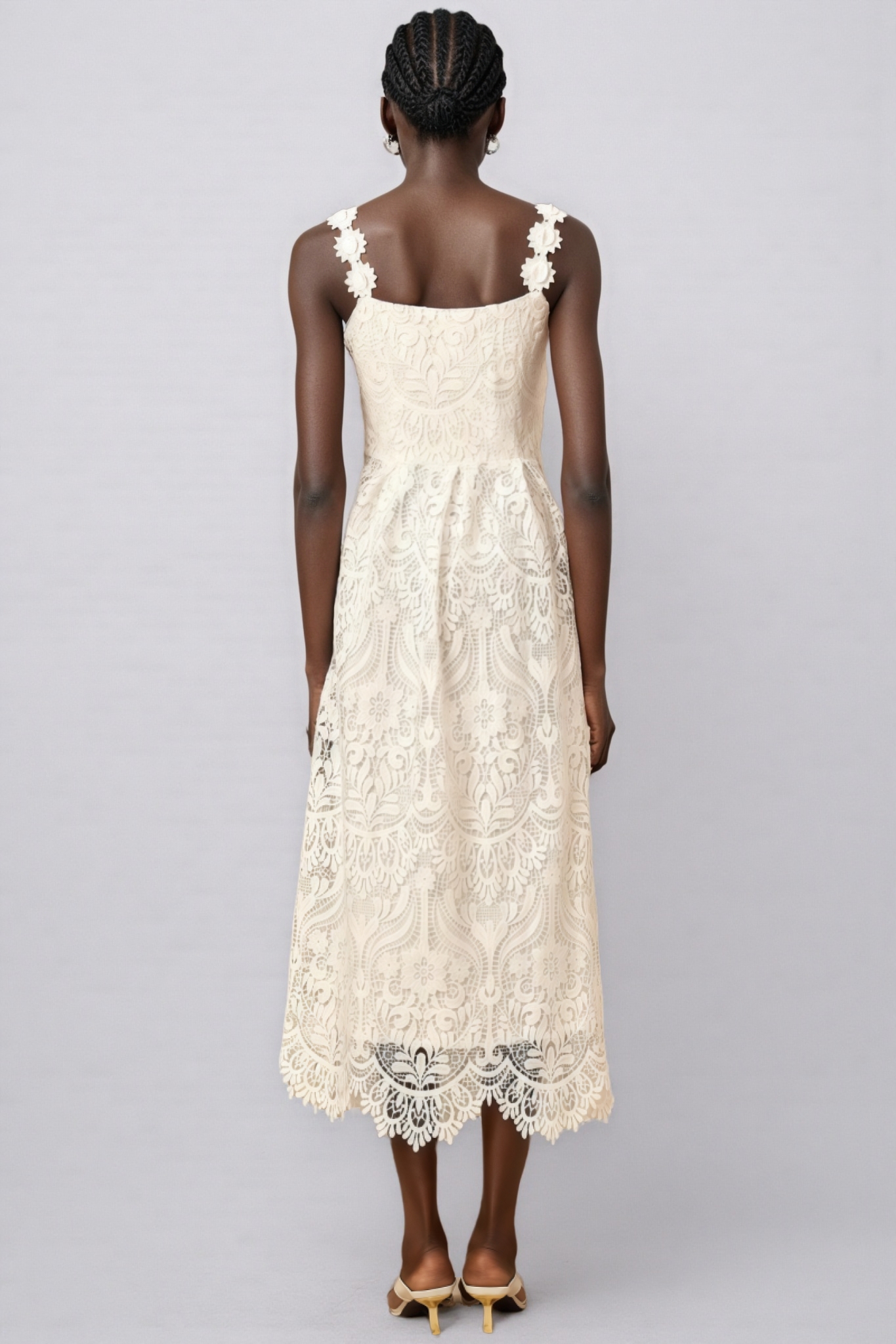 Harlin White Floral Lace Maxi Dress