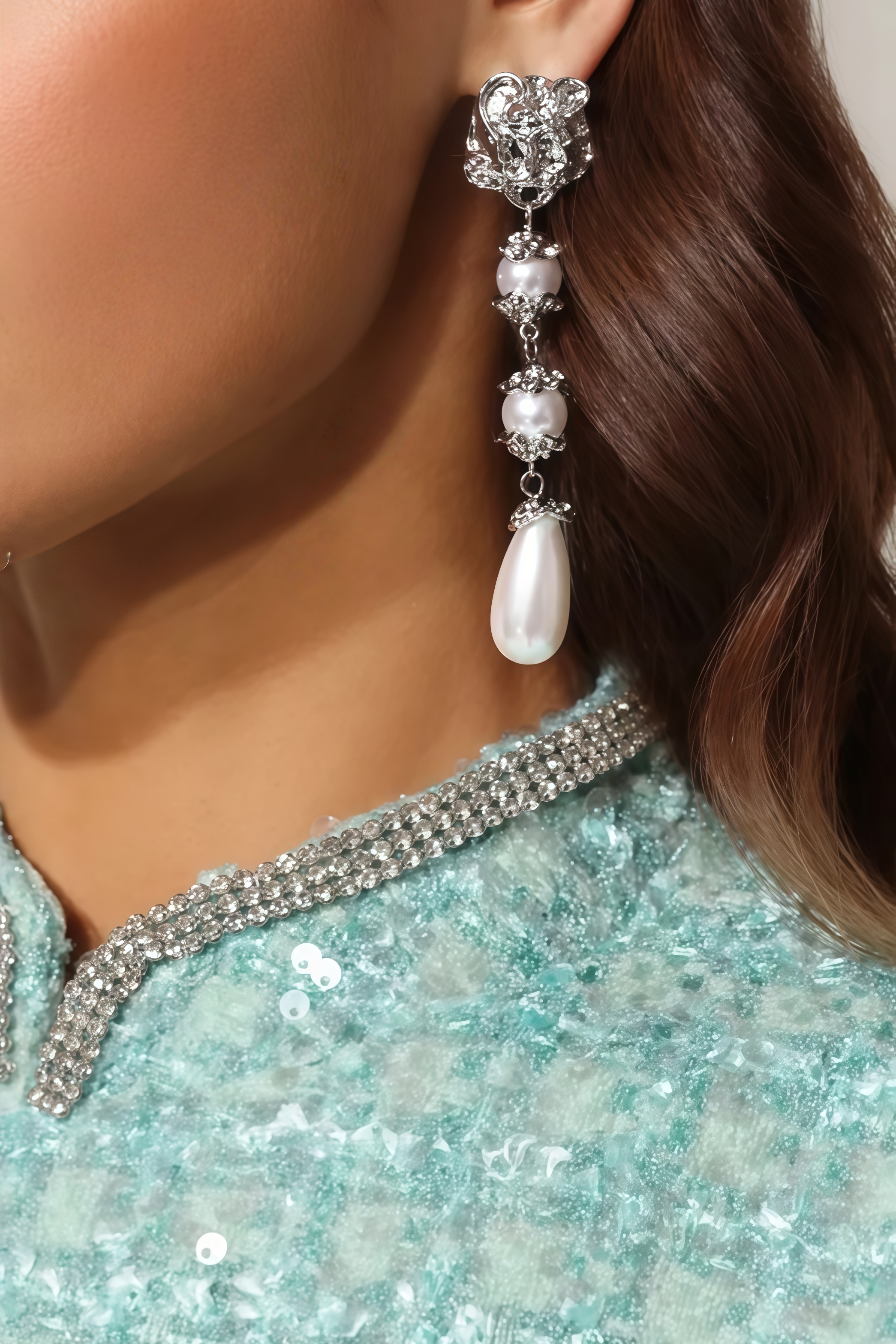 Cyerra Tassel Pearl Irregularity Earrings