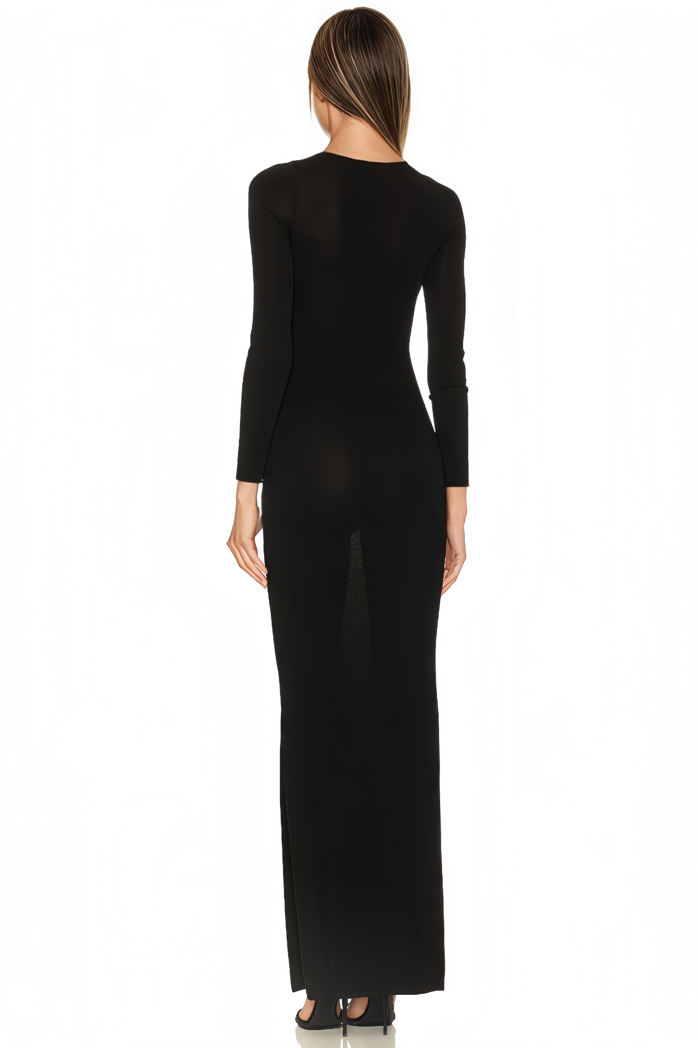Neona Openwork Long-Sleeve Maxi Dress