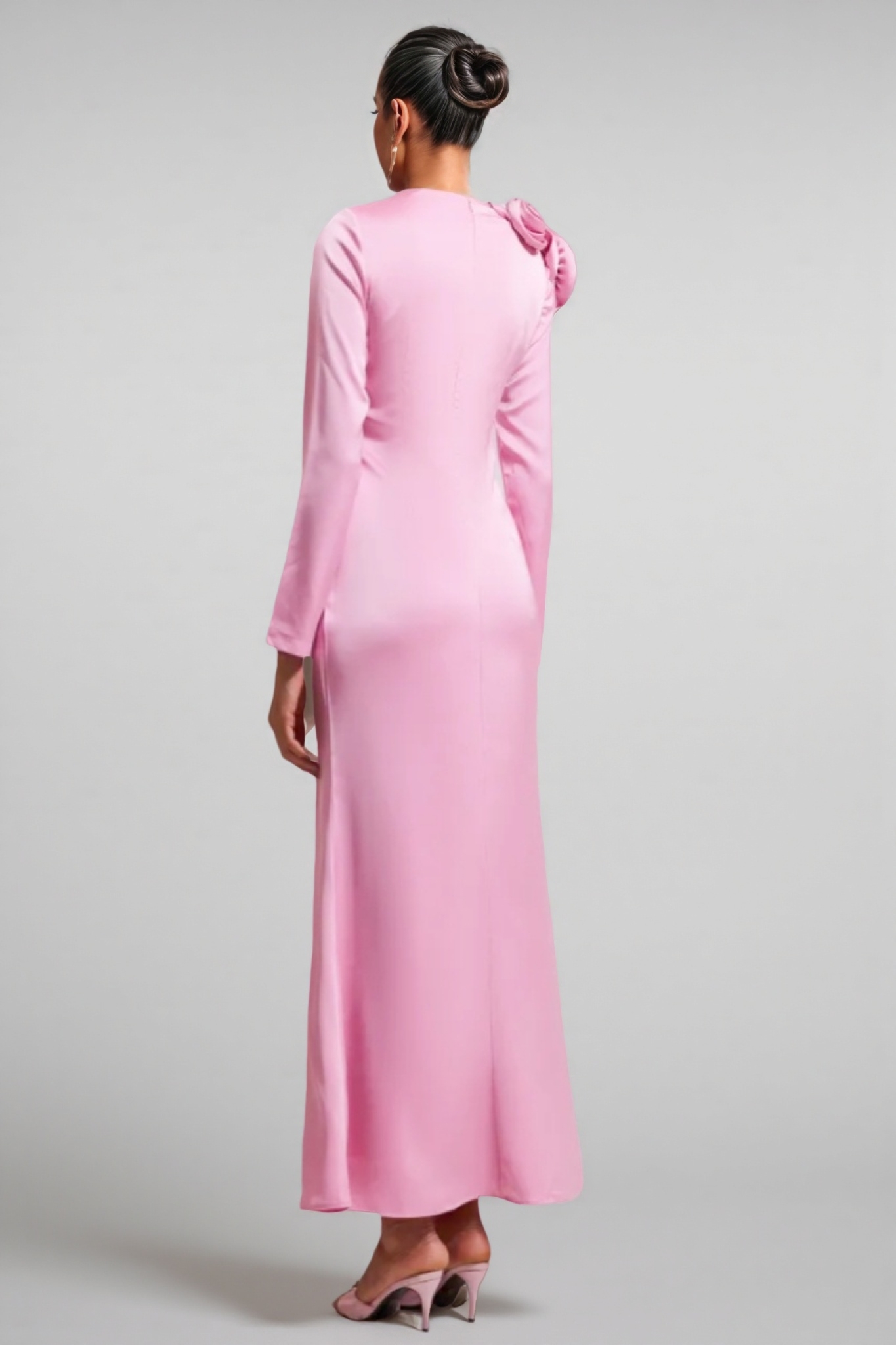 Samala 3D Floral Satin Maxi Dress